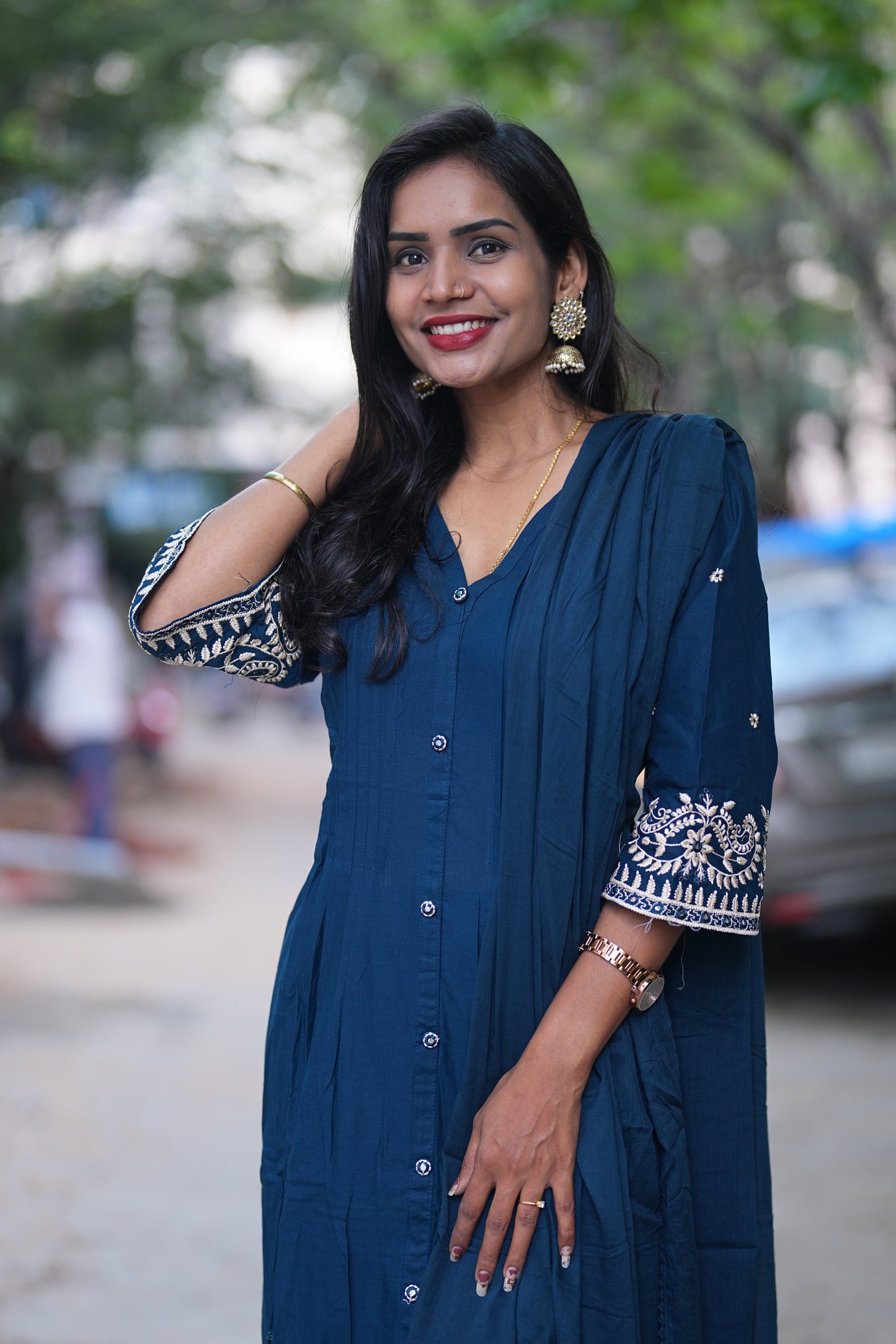 Blue Color Festive Wear 3 Piece Set