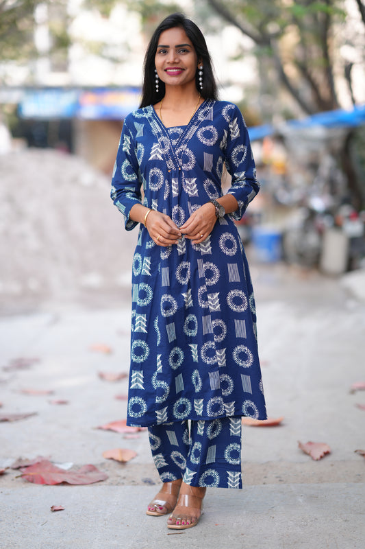 Blue Color Jaipur Cotton 2 Piece Set With Lining