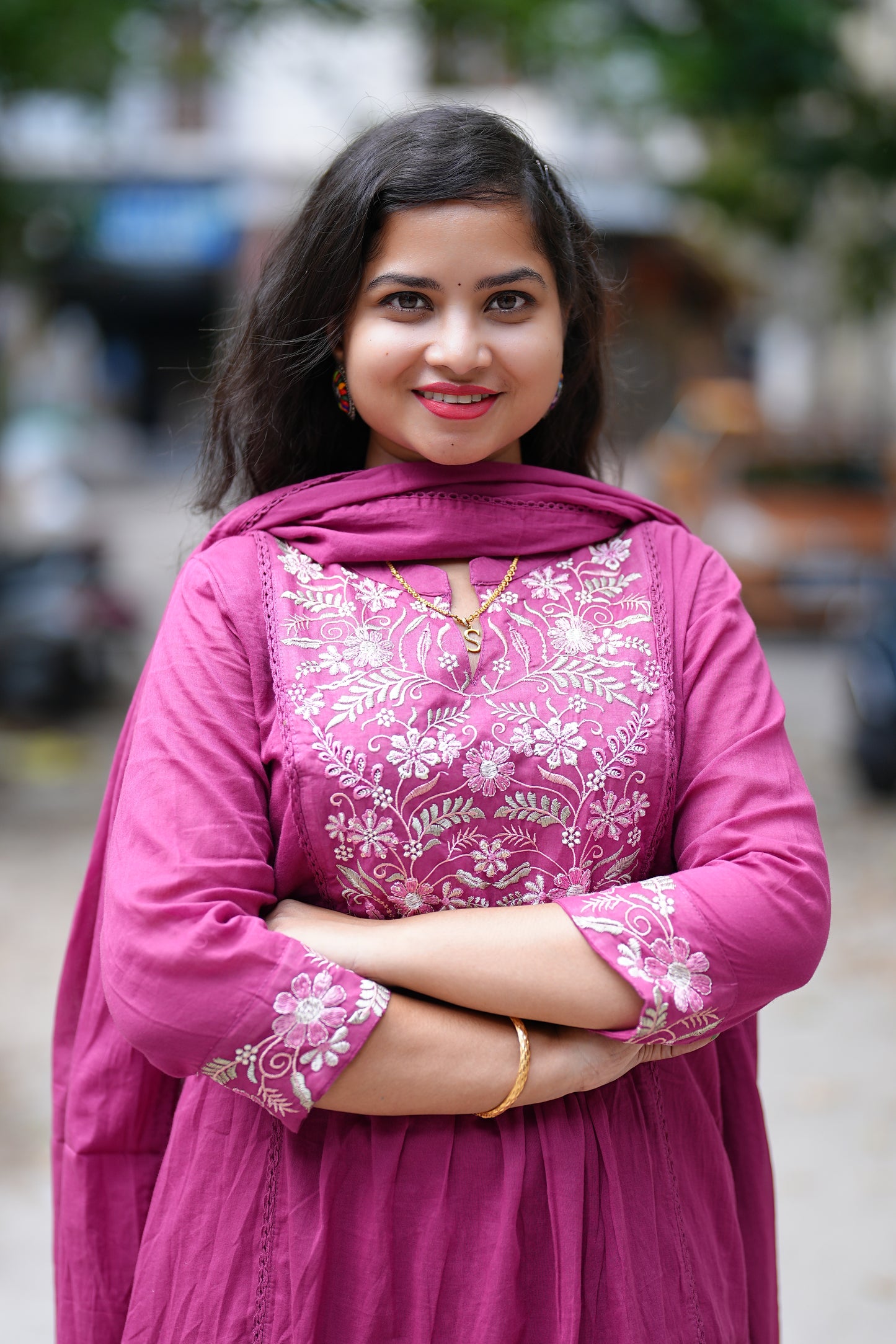 Pink Color Mul Mul Cotton Anarkali 3 Piece Set With Thread Embroidary Work and complete lining