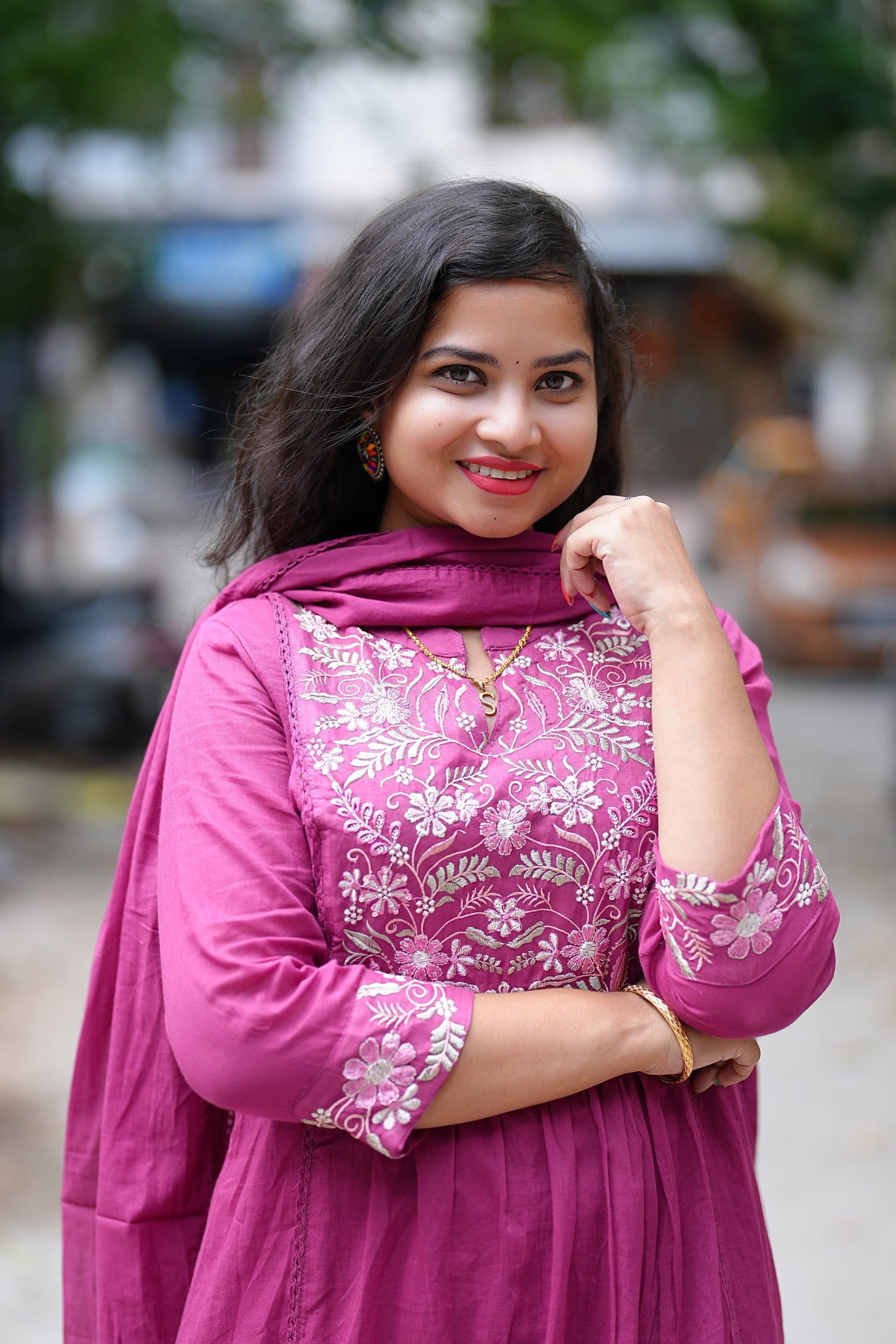 Pink Color Mul Mul Cotton Anarkali 3 Piece Set With Thread Embroidary Work and complete lining