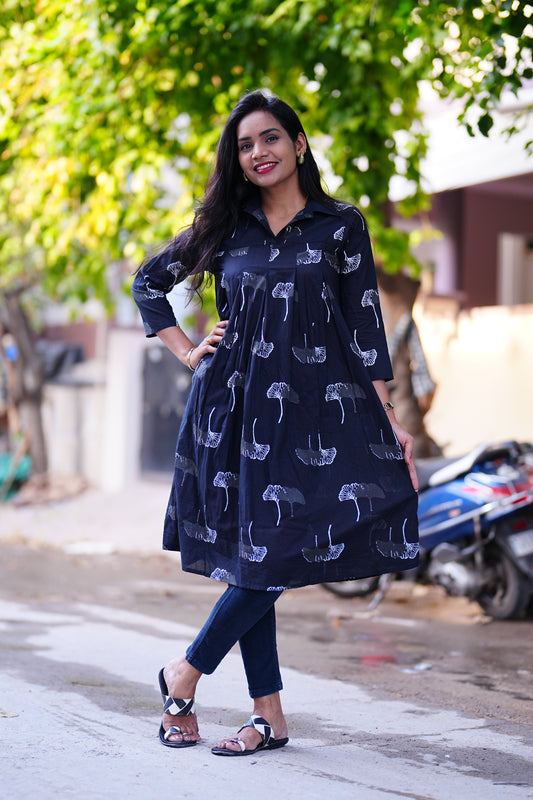 Short Cotton Tunics With White Print