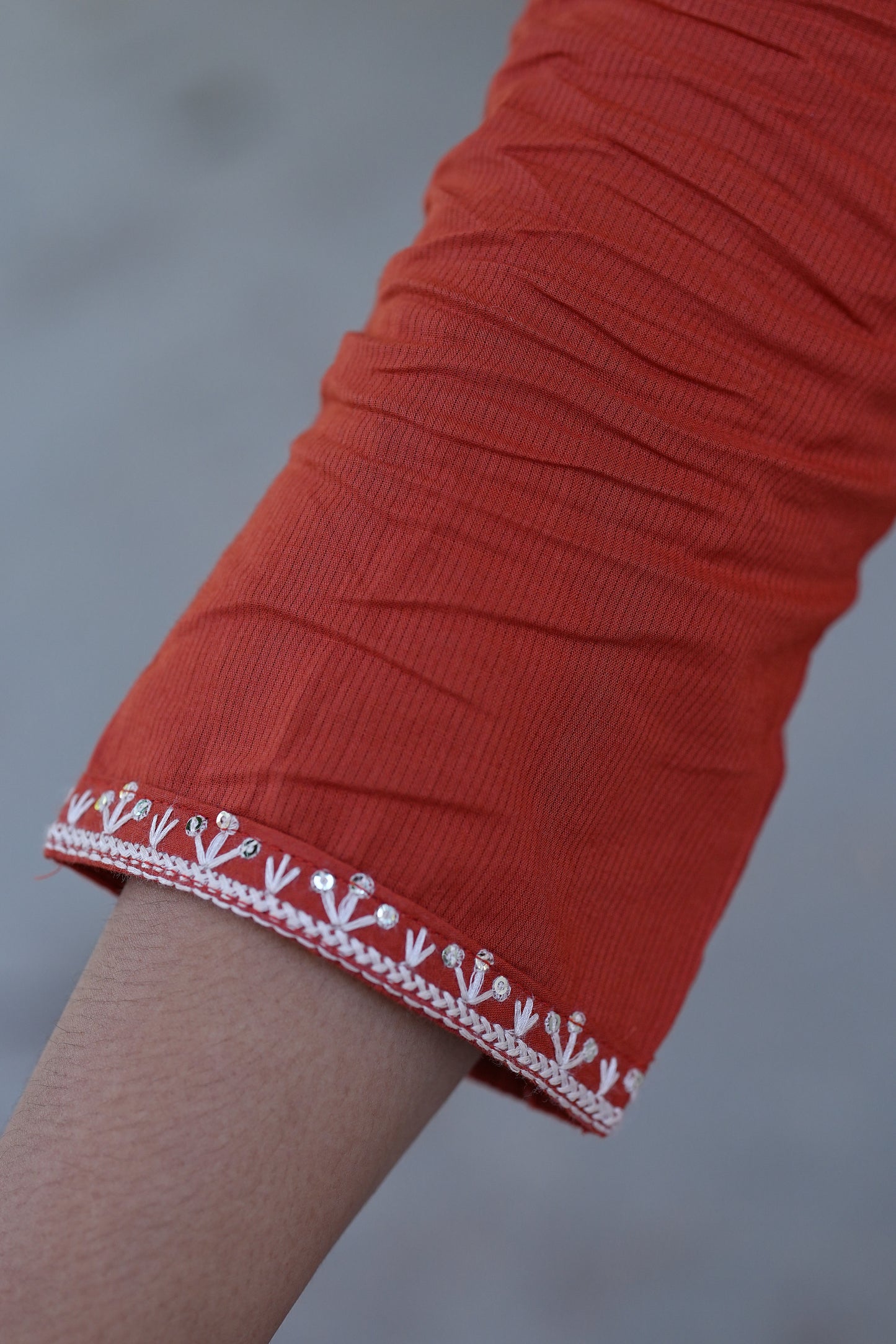 Orange Color Mul Mul Cotton Straight Cut With One Side Lining