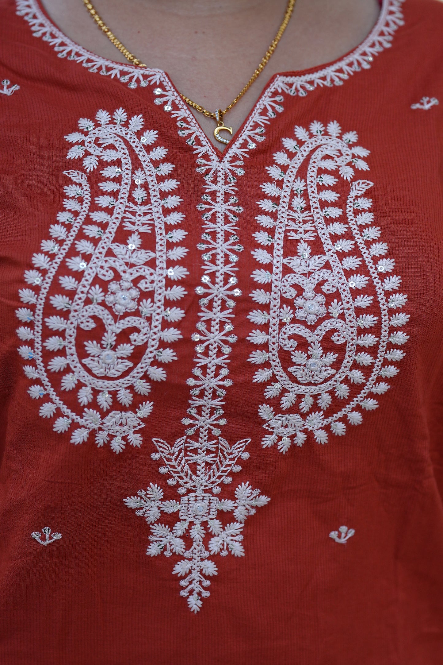 Orange Color Mul Mul Cotton Straight Cut With One Side Lining