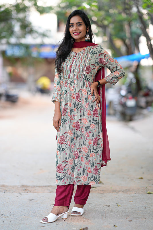 Premium Mul Chanderi Designer Wear 3 Piece Set