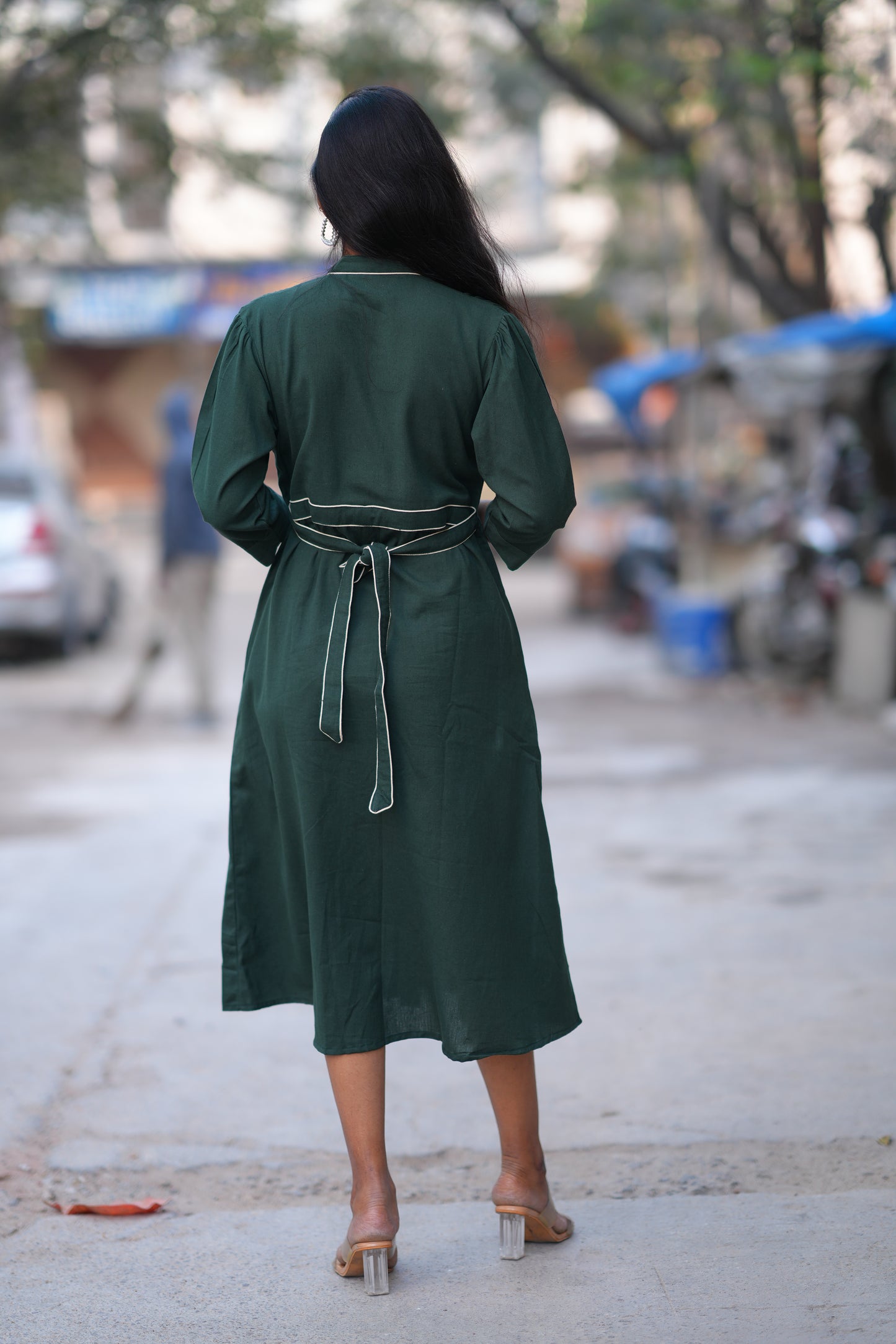 Jaipur Cotton Green Color Frock With Frock and Embroidery Work