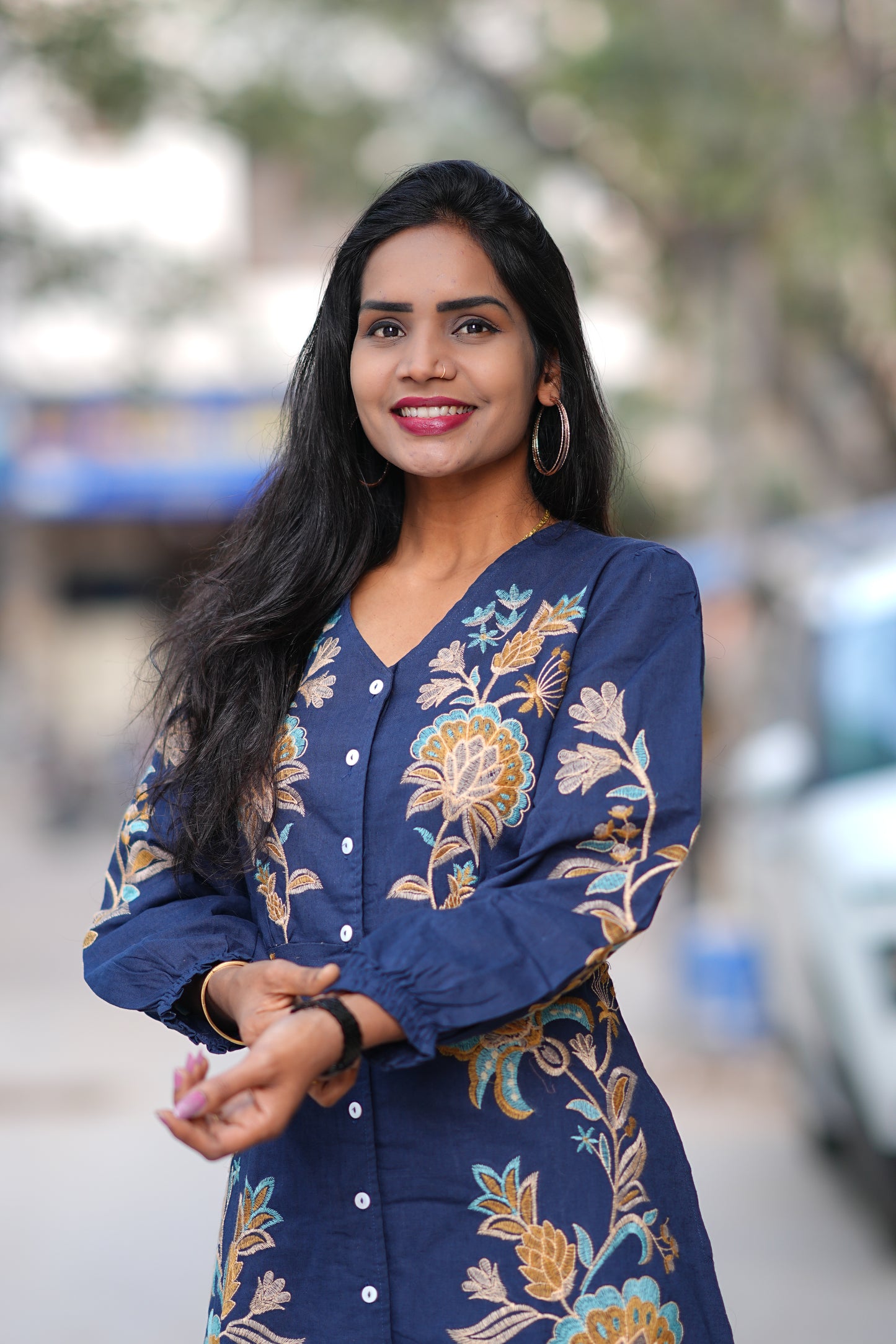 Premium Blue Color Jaipur Cotton Maxi With Embriodary Work