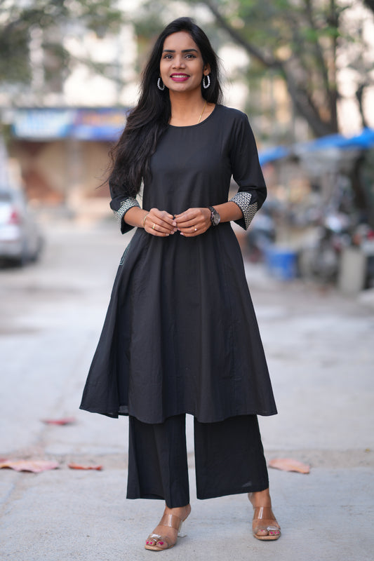 Black Color Jaipur Cotton Office Wear Cordset