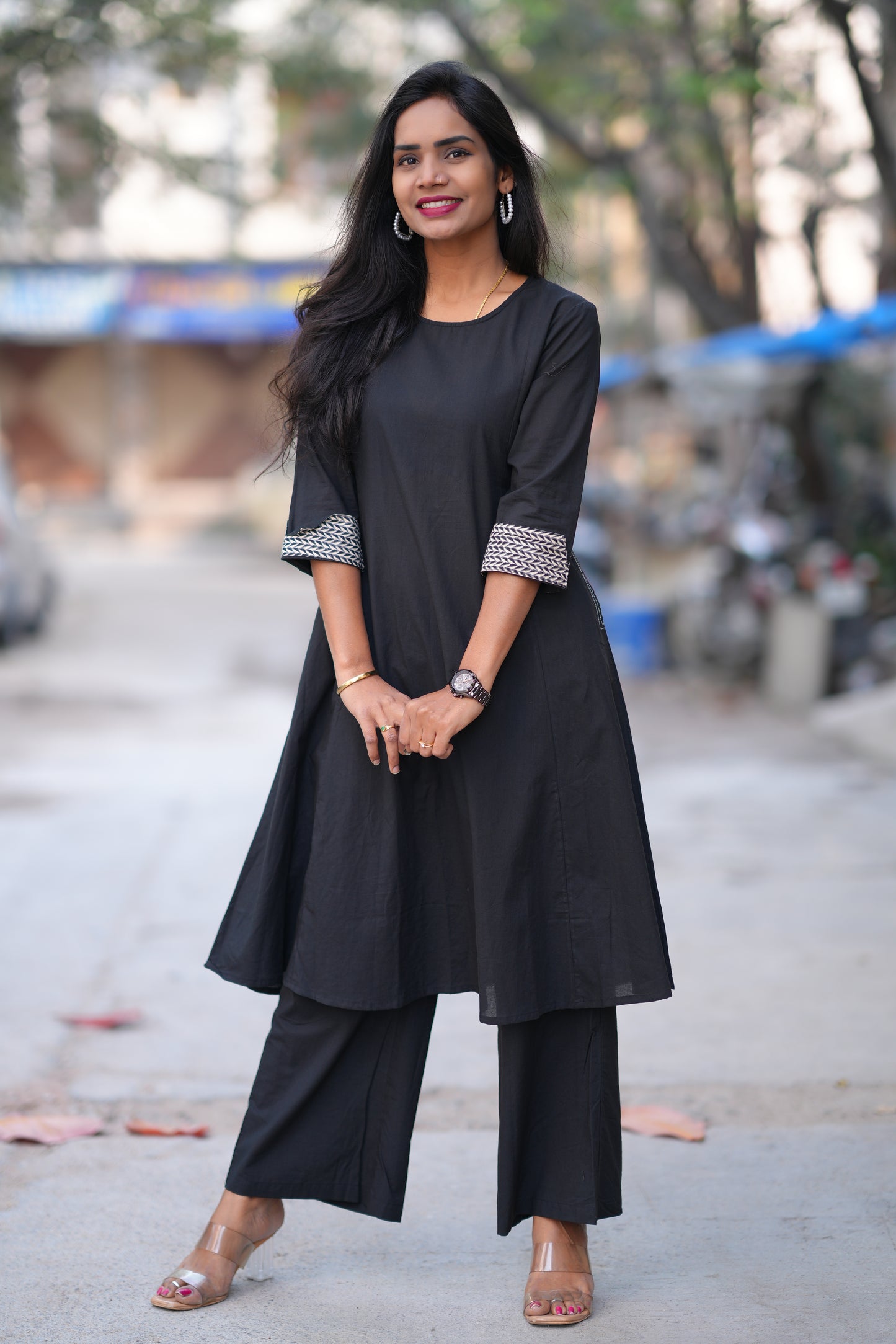 Black Color Jaipur Cotton Office Wear Cordset