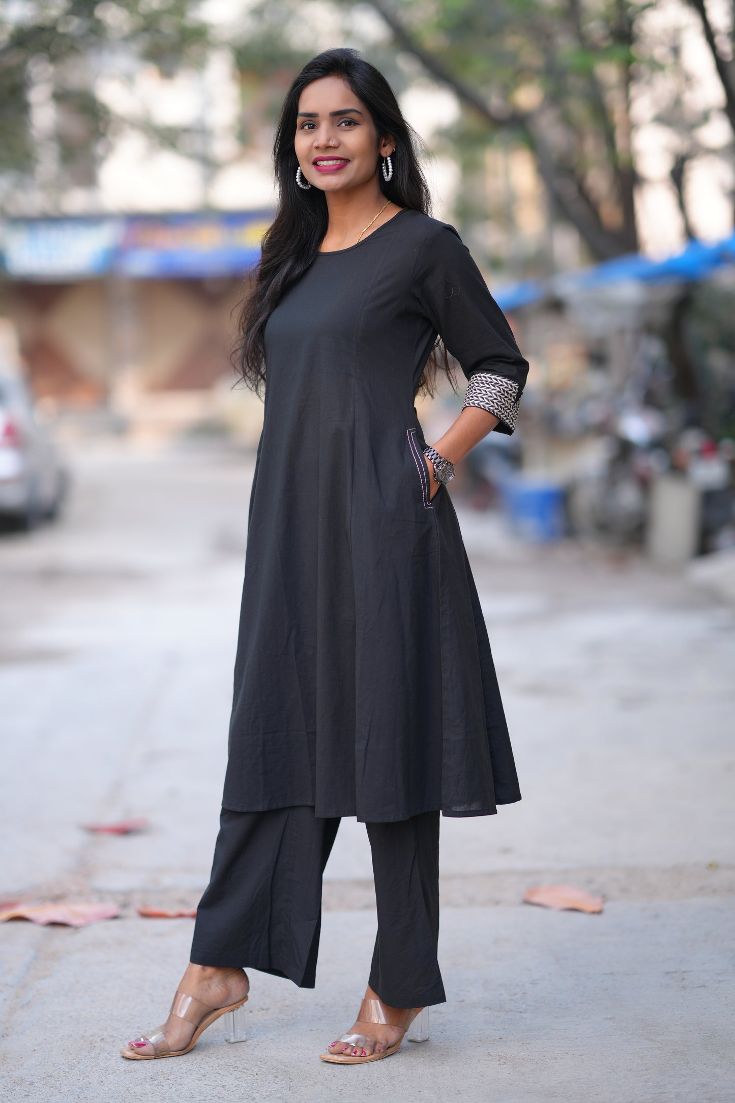 Black Color Jaipur Cotton Office Wear Cordset