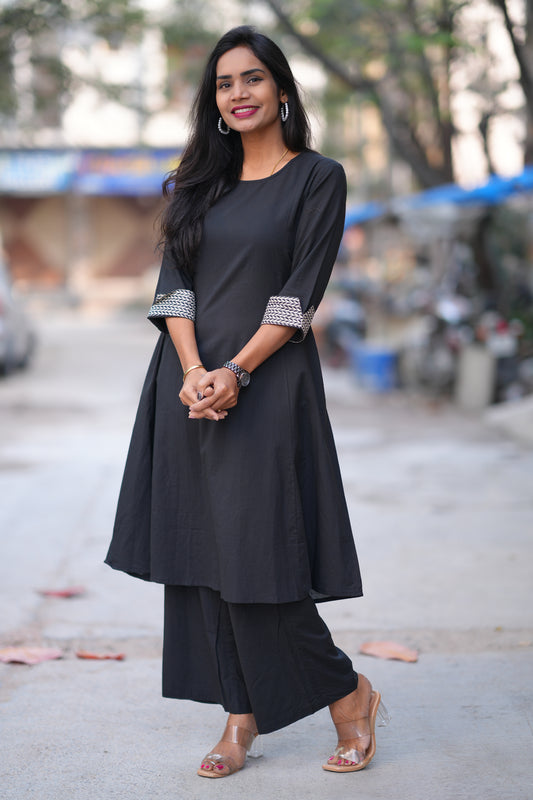 Black Color Jaipur Cotton Office Wear Cordset