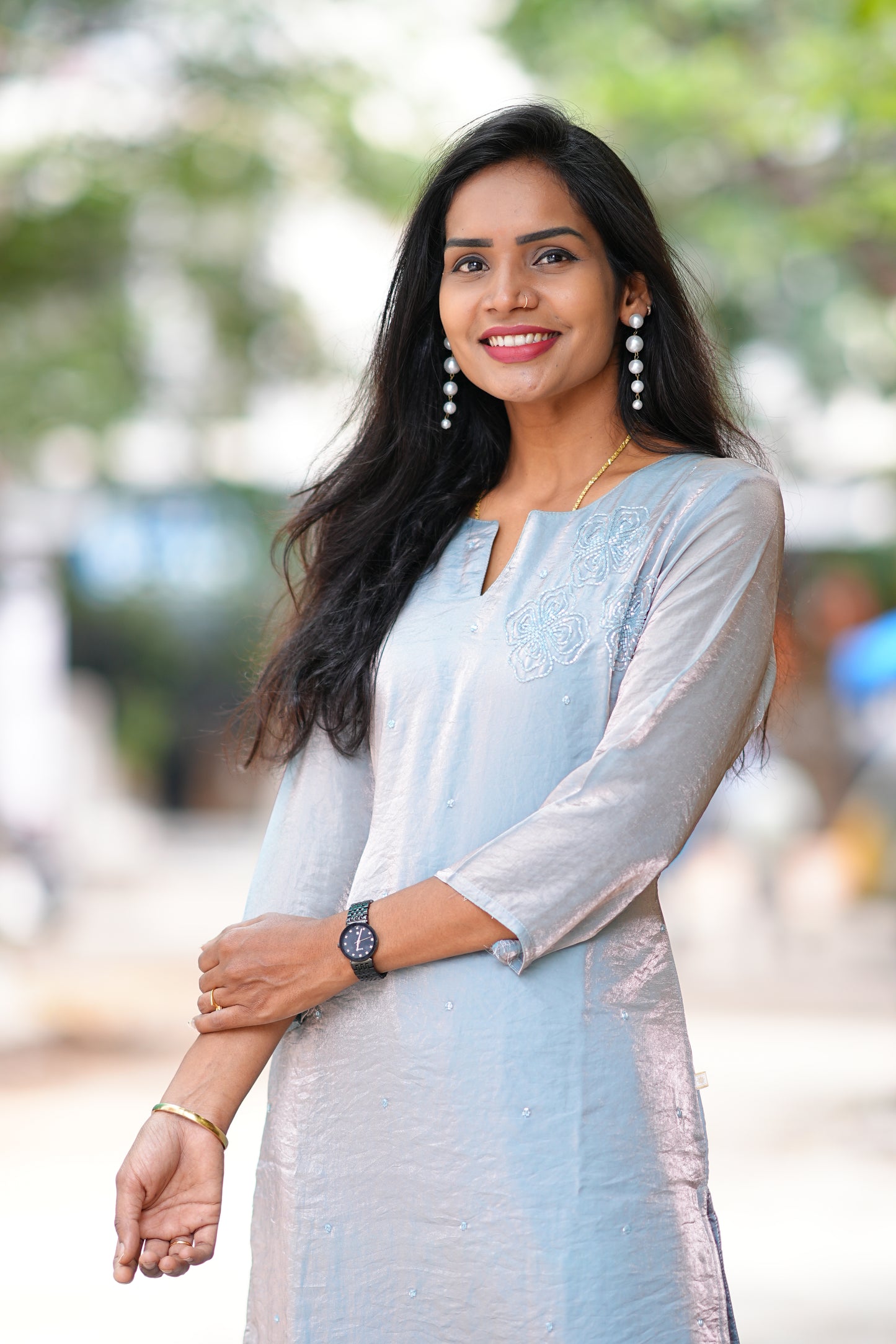 Grey Color Premium Space Silk Designer Wear cordset