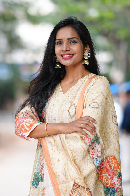 Pure Mulsin Designer Wear 3 Piece Set