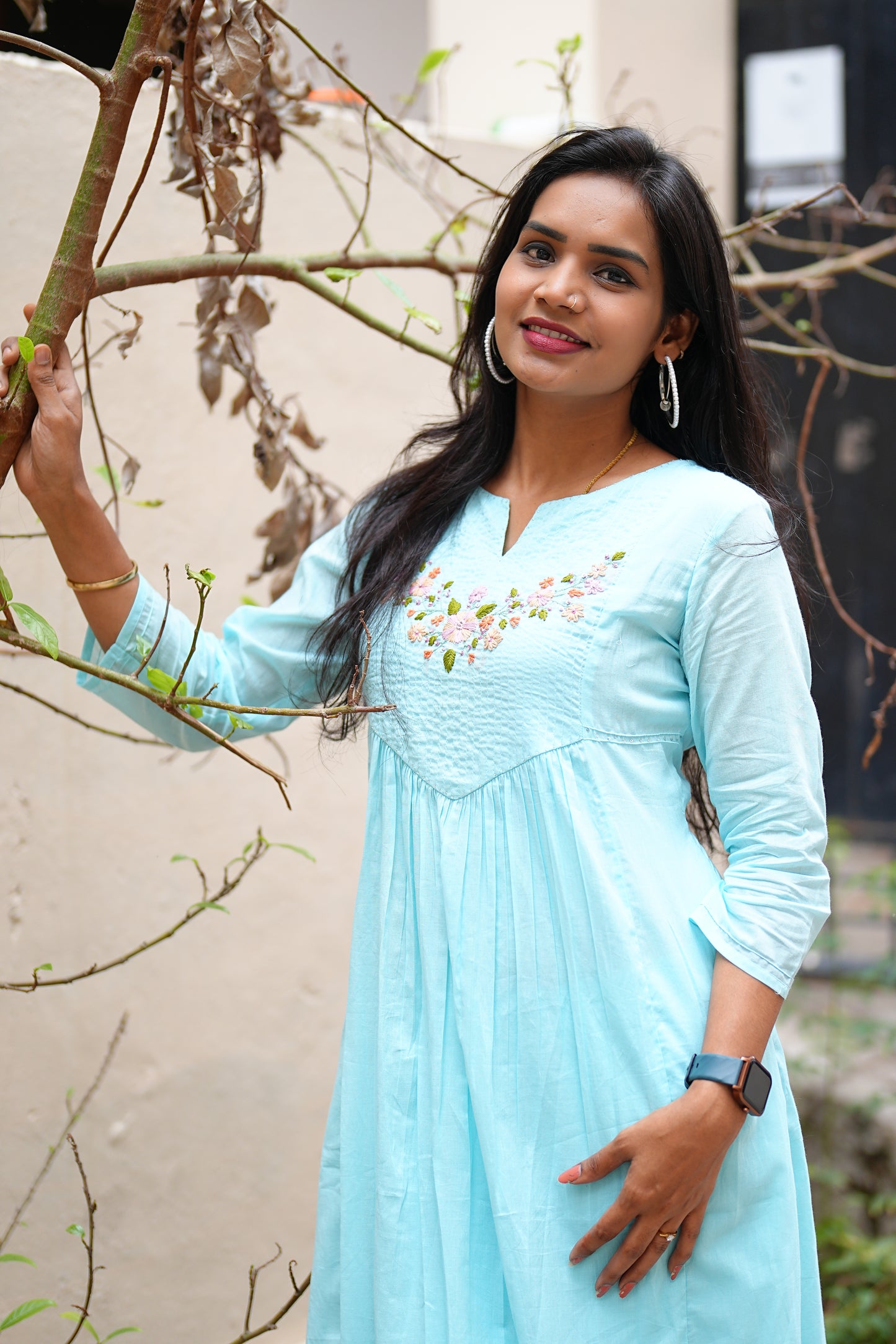 Sea Blue Pure Jaipur Mul Mul Cotton Cordset With Complete Lining