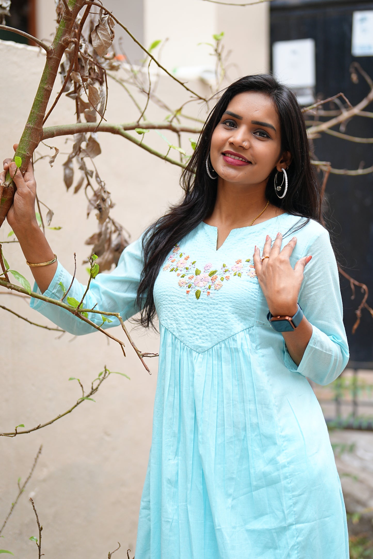 Sea Blue Pure Jaipur Mul Mul Cotton Cordset With Complete Lining