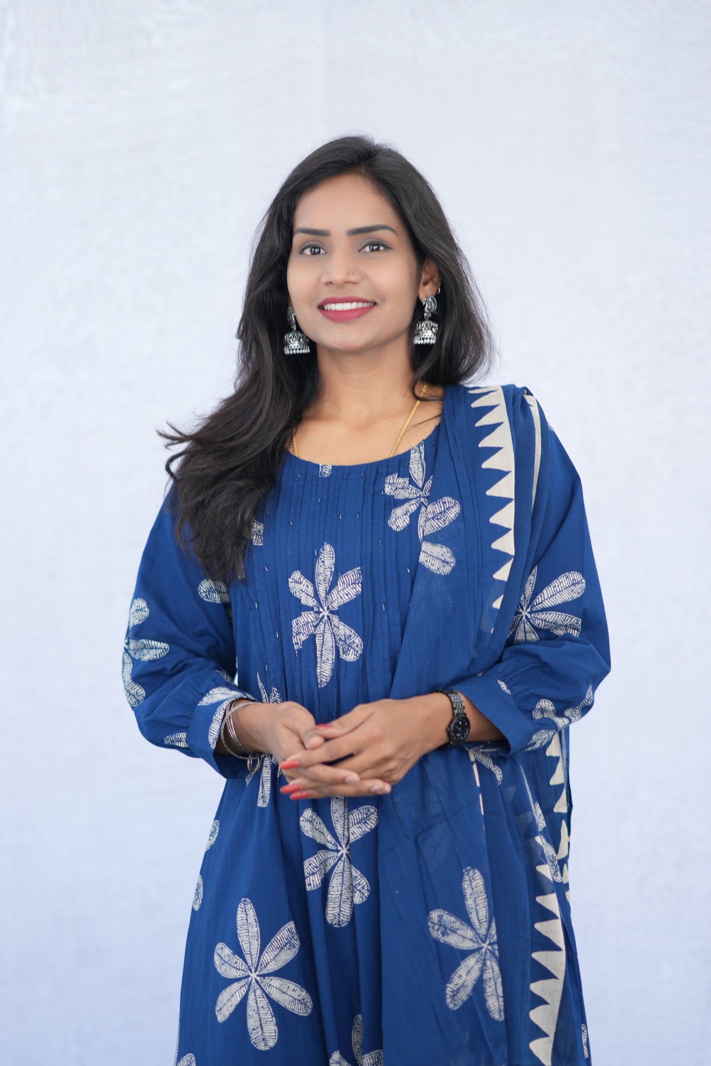 Blue Color Mul Cotton 3 Piece Set With Bandhani Print and Complete Lining