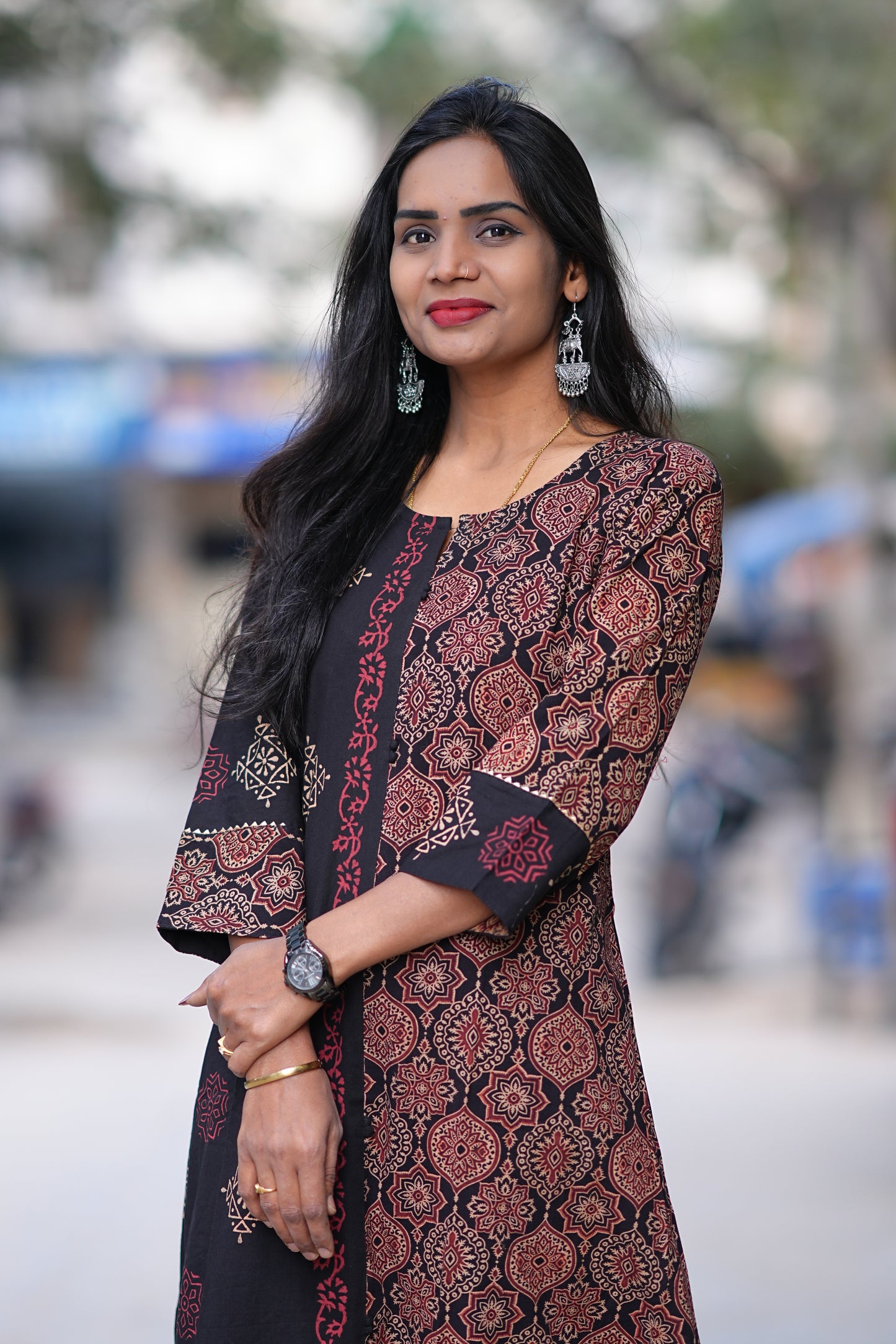 Black Color Jaipur Cotton Cordset With one Side Kalamkari Print