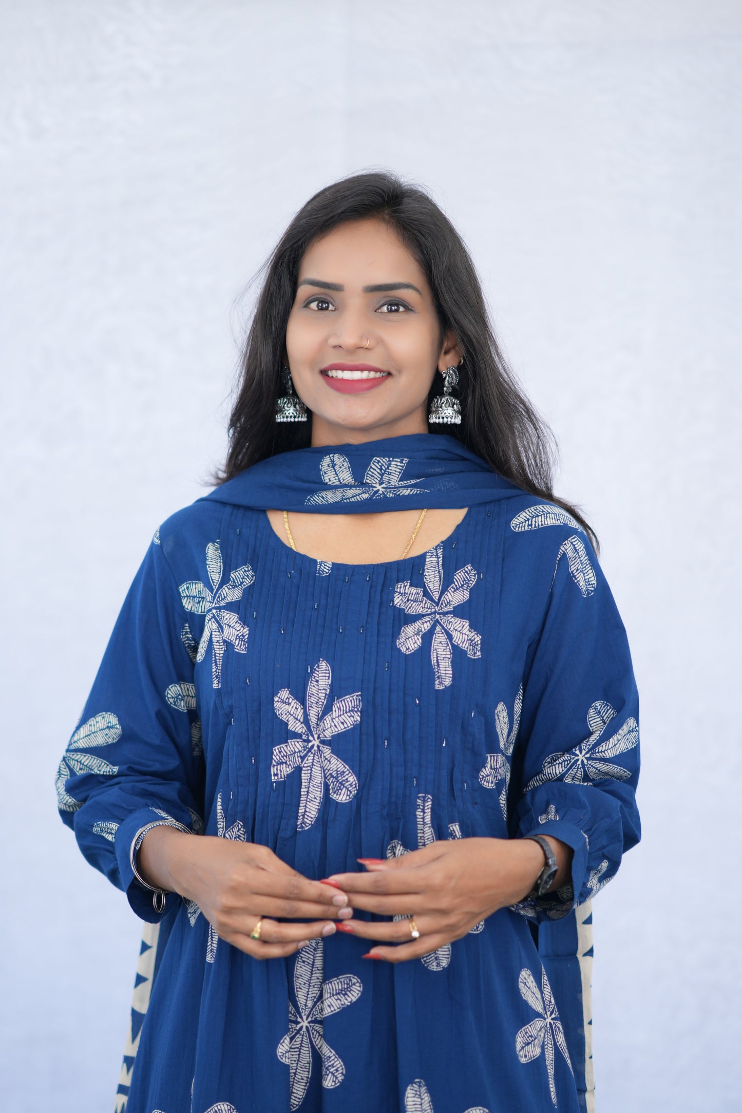 Blue Color Mul Cotton 3 Piece Set With Bandhani Print and Complete Lining