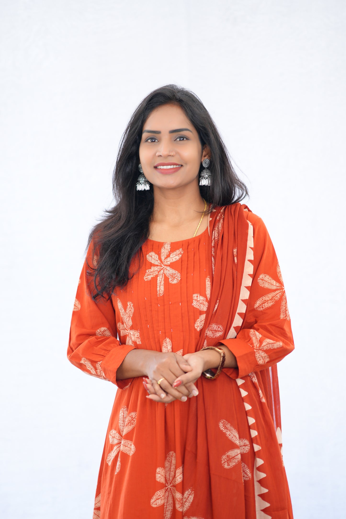 Orange Color Mul Cotton 3 Piece Set With Bandhani Print and Complete Lining
