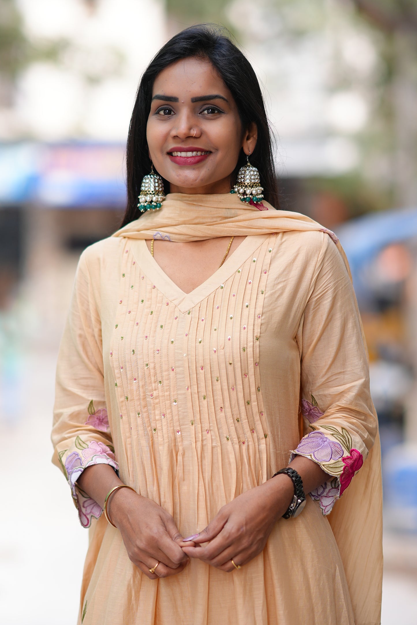 Pure Mul Chanderi Designer 3 Piece Set With Complete Lining