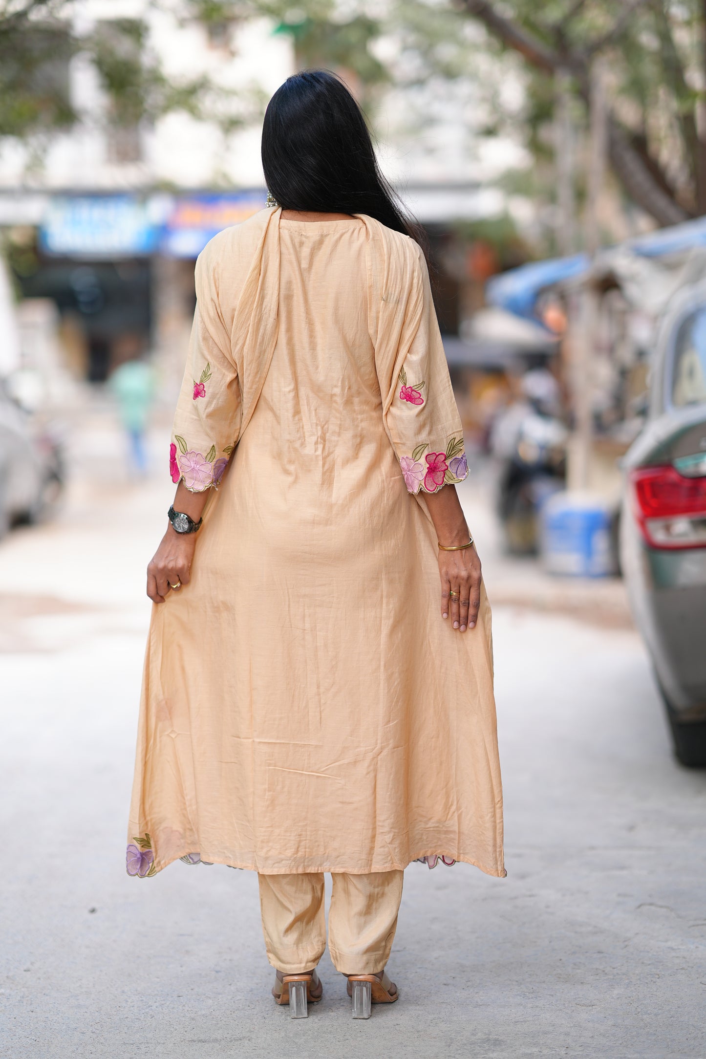 Pure Mul Chanderi Designer 3 Piece Set With Complete Lining