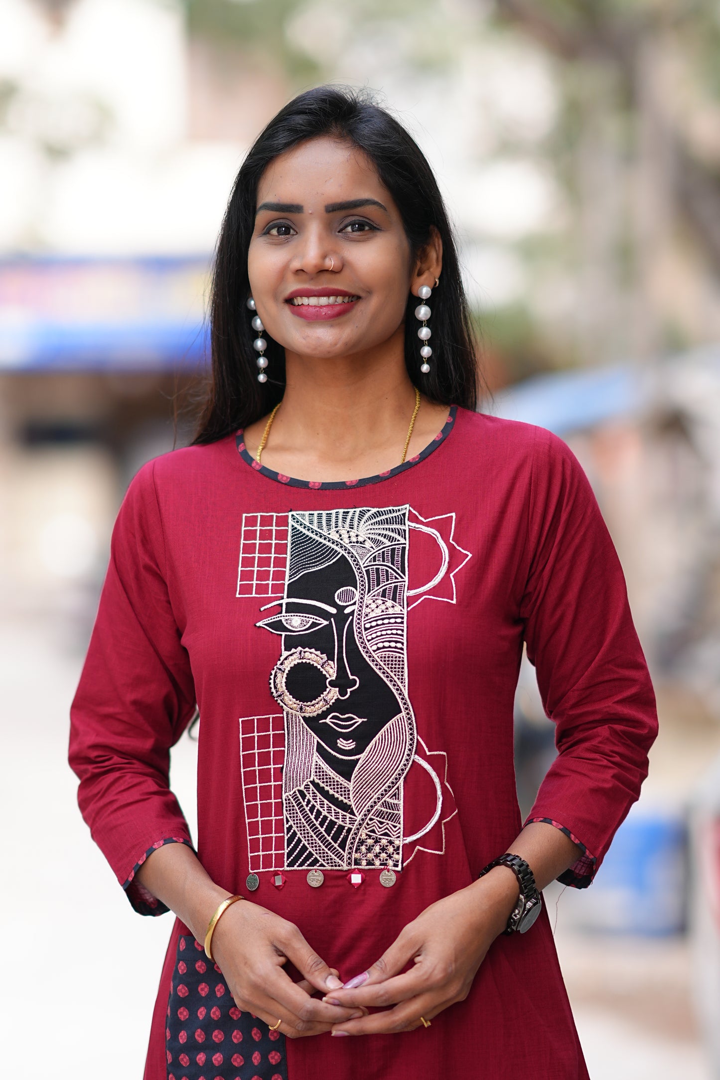 Maroon Color Ammavari Roop Embrioded Jaipur Cotton Cordset