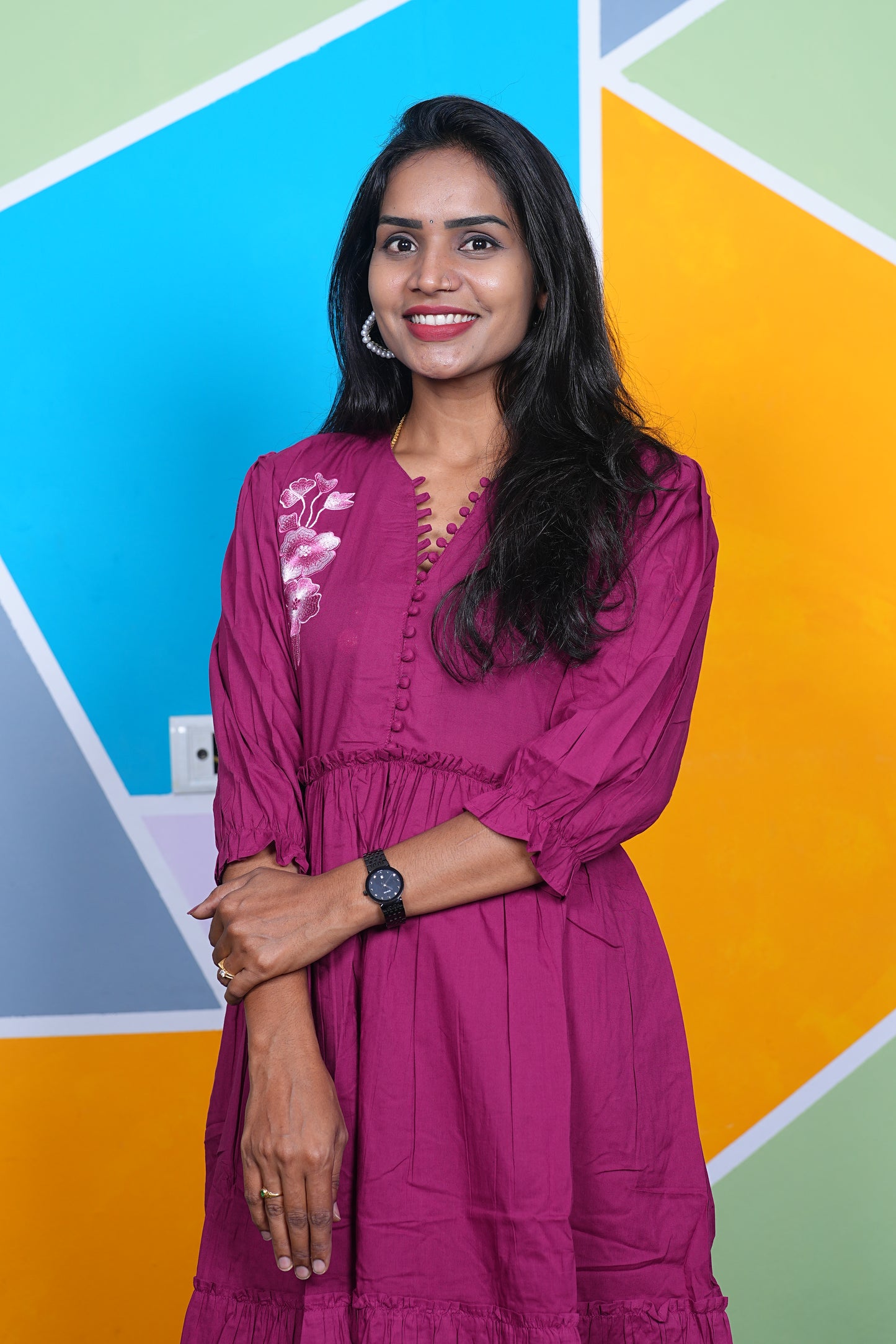 Rani Pink Jaipur Cotton Designer Wear Frock