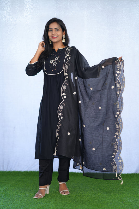 Black Color Viscose Fabric Premium Party Wear Collection With complete Lining