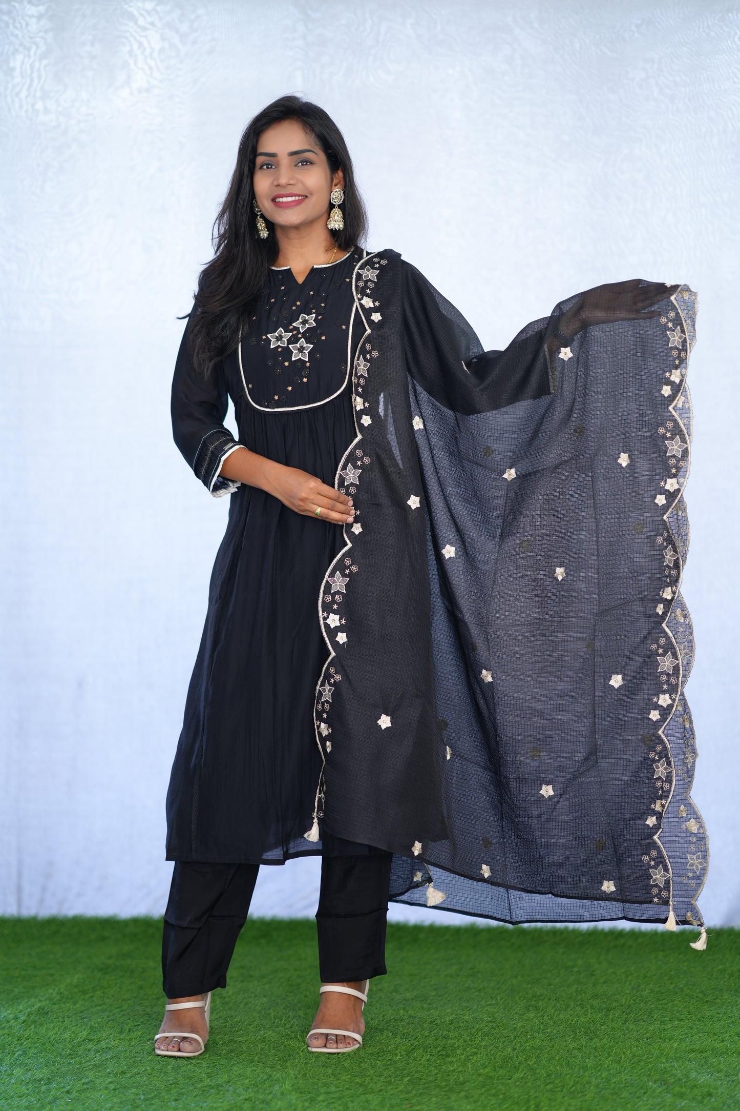 Black Color Viscose Fabric Premium Party Wear Collection With complete Lining