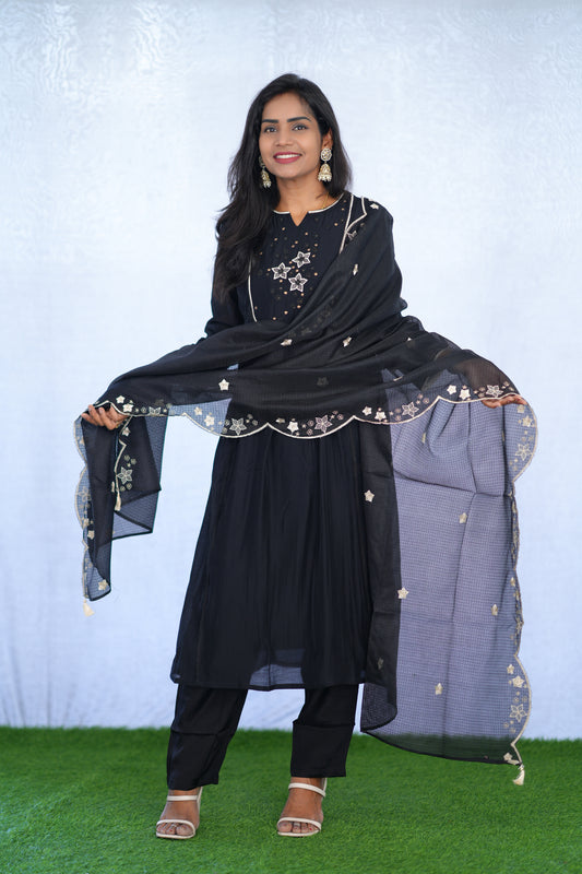 Black Color Viscose Fabric Premium Party Wear Collection With complete Lining