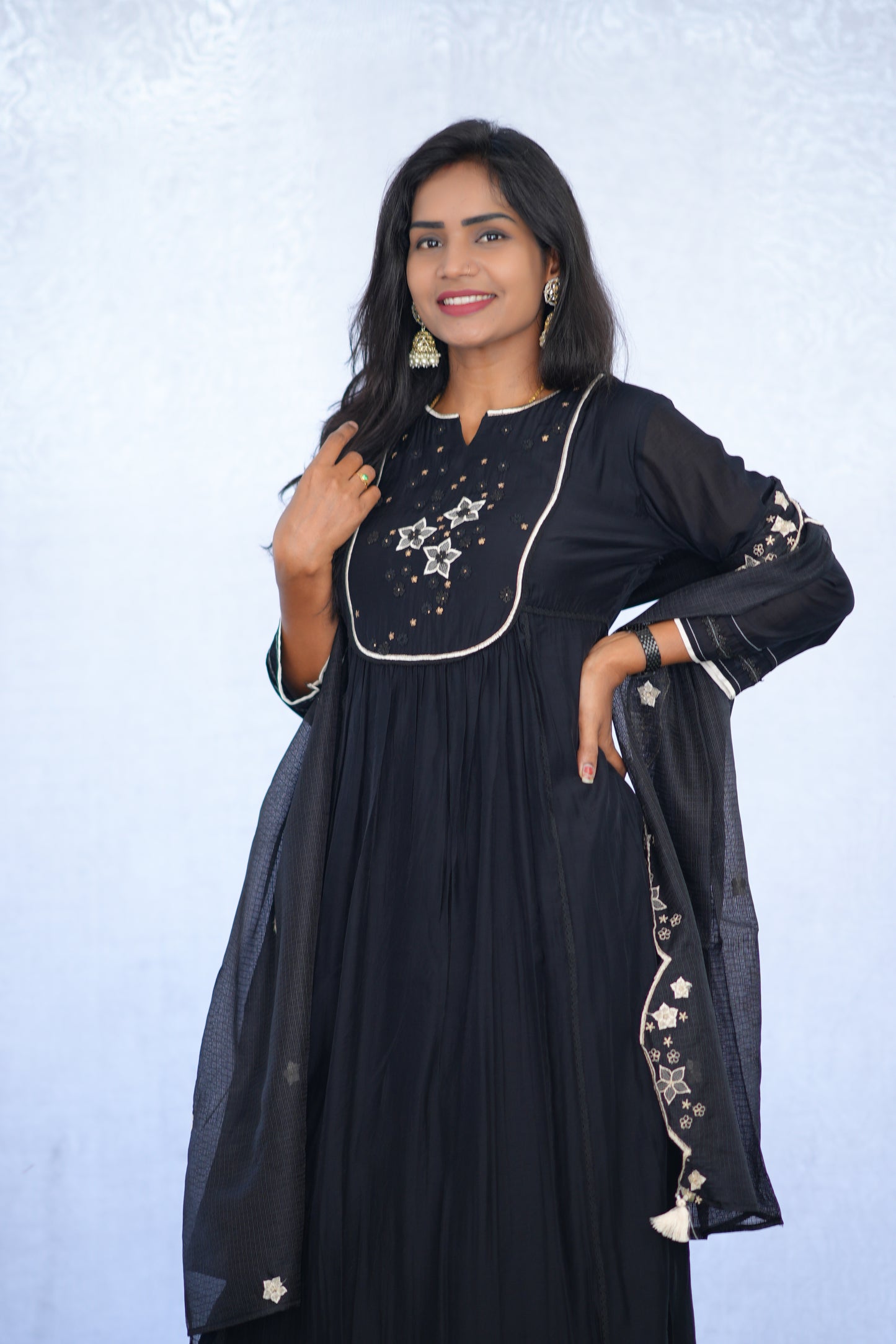 Black Color Viscose Fabric Premium Party Wear Collection With complete Lining