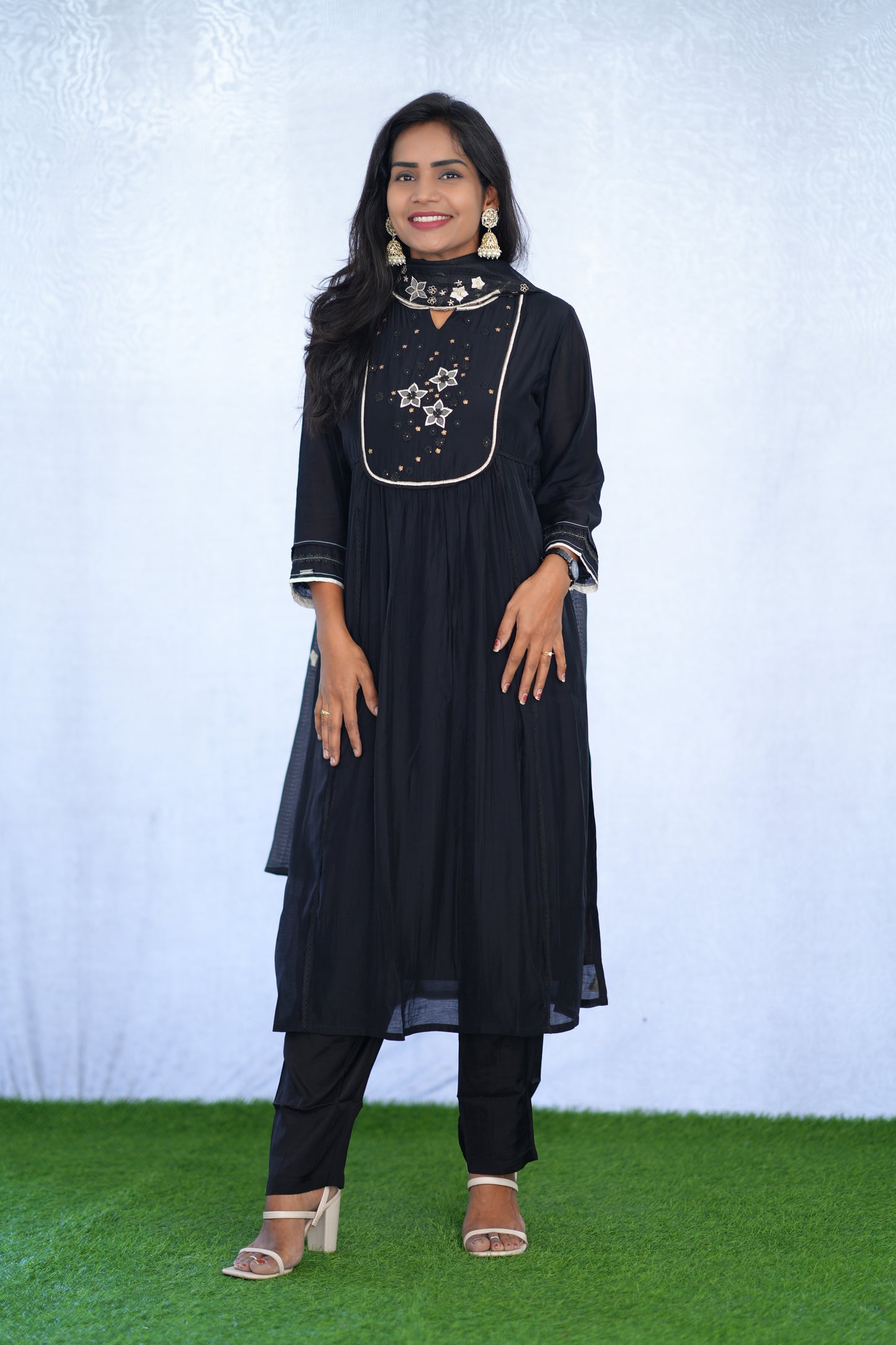 Black Color Viscose Fabric Premium Party Wear Collection With complete Lining