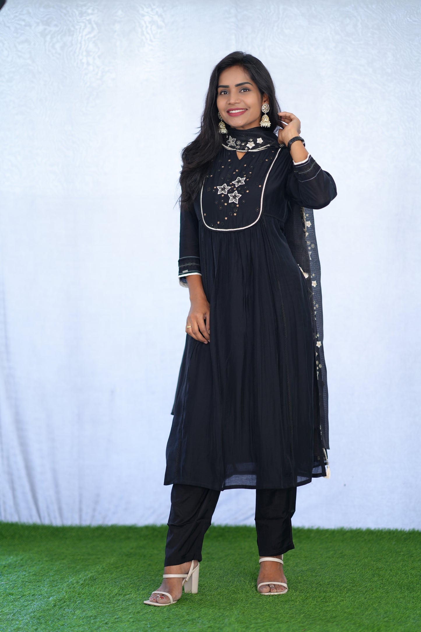 Black Color Viscose Fabric Premium Party Wear Collection With complete Lining