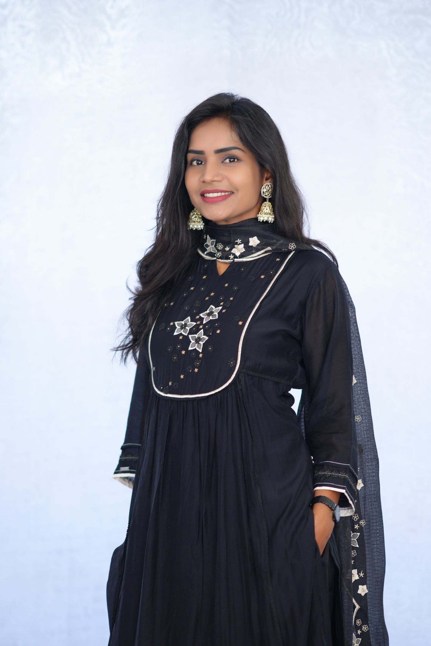 Black Color Viscose Fabric Premium Party Wear Collection With complete Lining