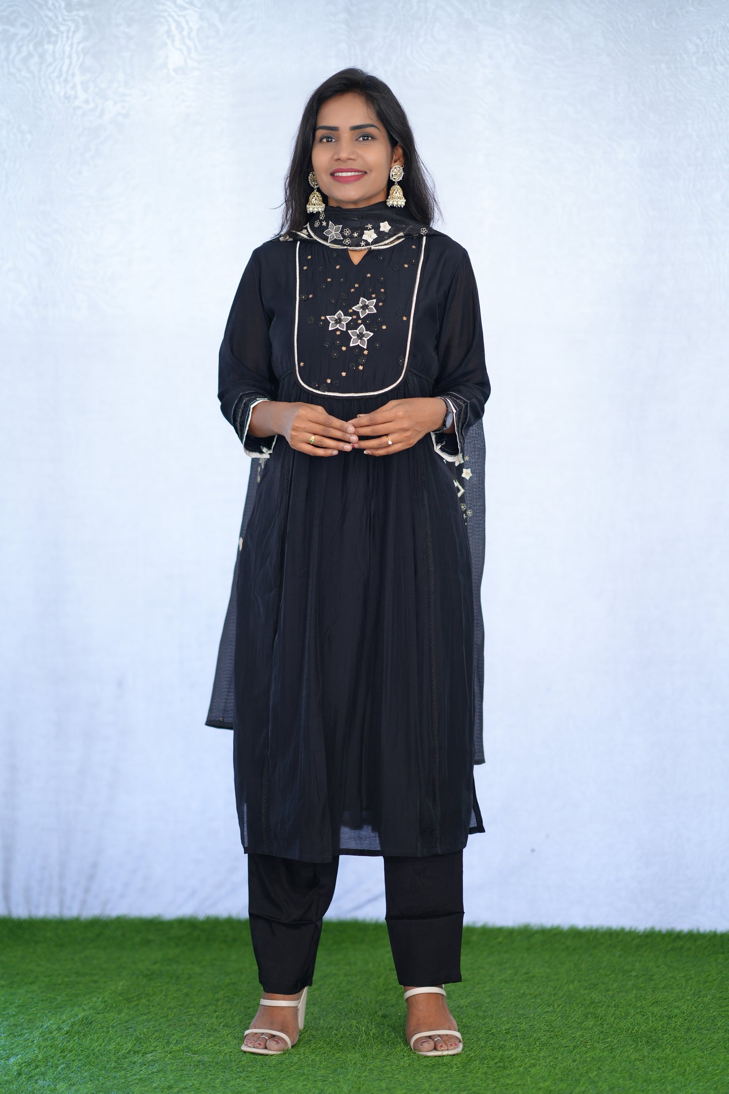 Black Color Viscose Fabric Premium Party Wear Collection With complete Lining