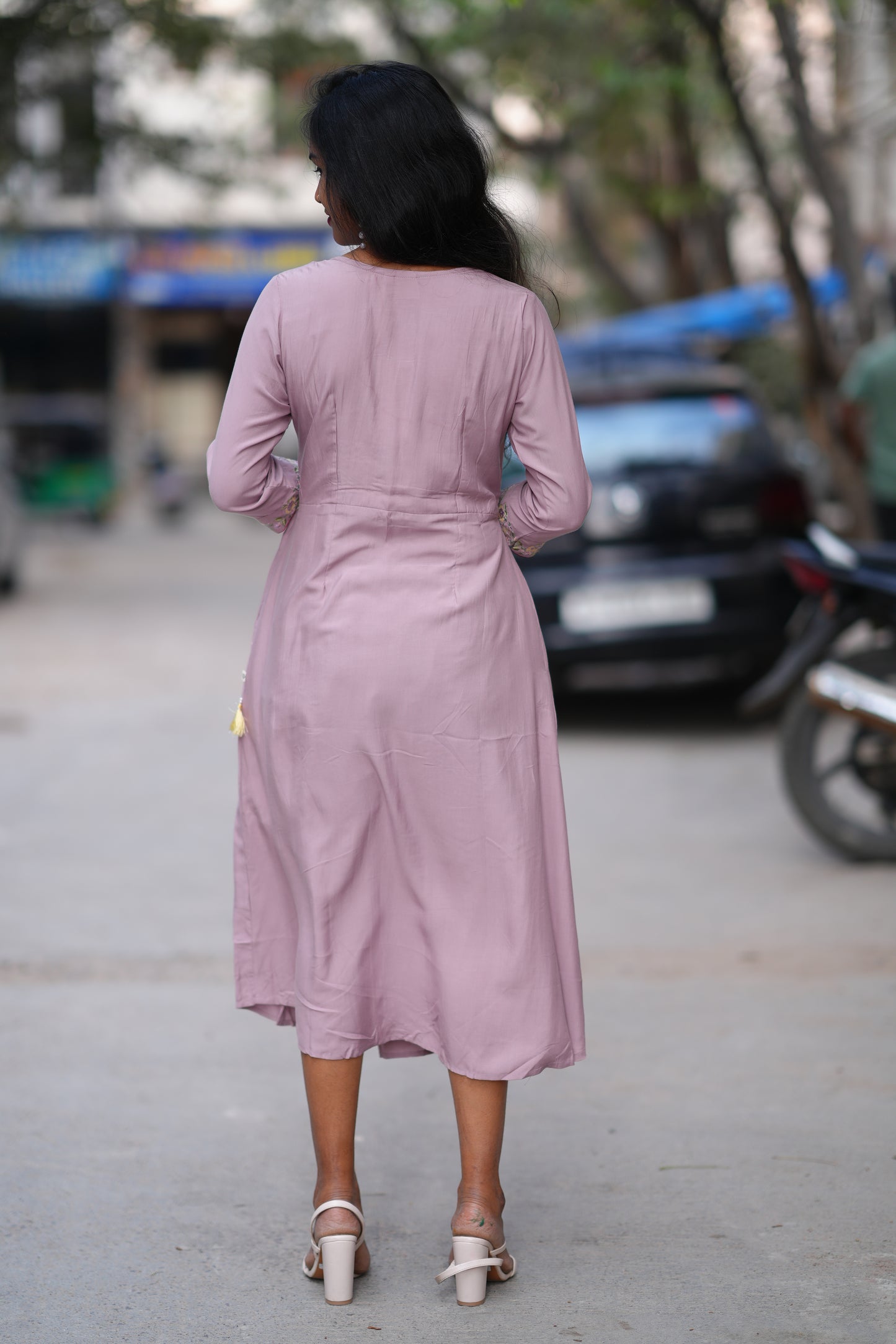 Purple color Stylish Frock in Viscose Fabric