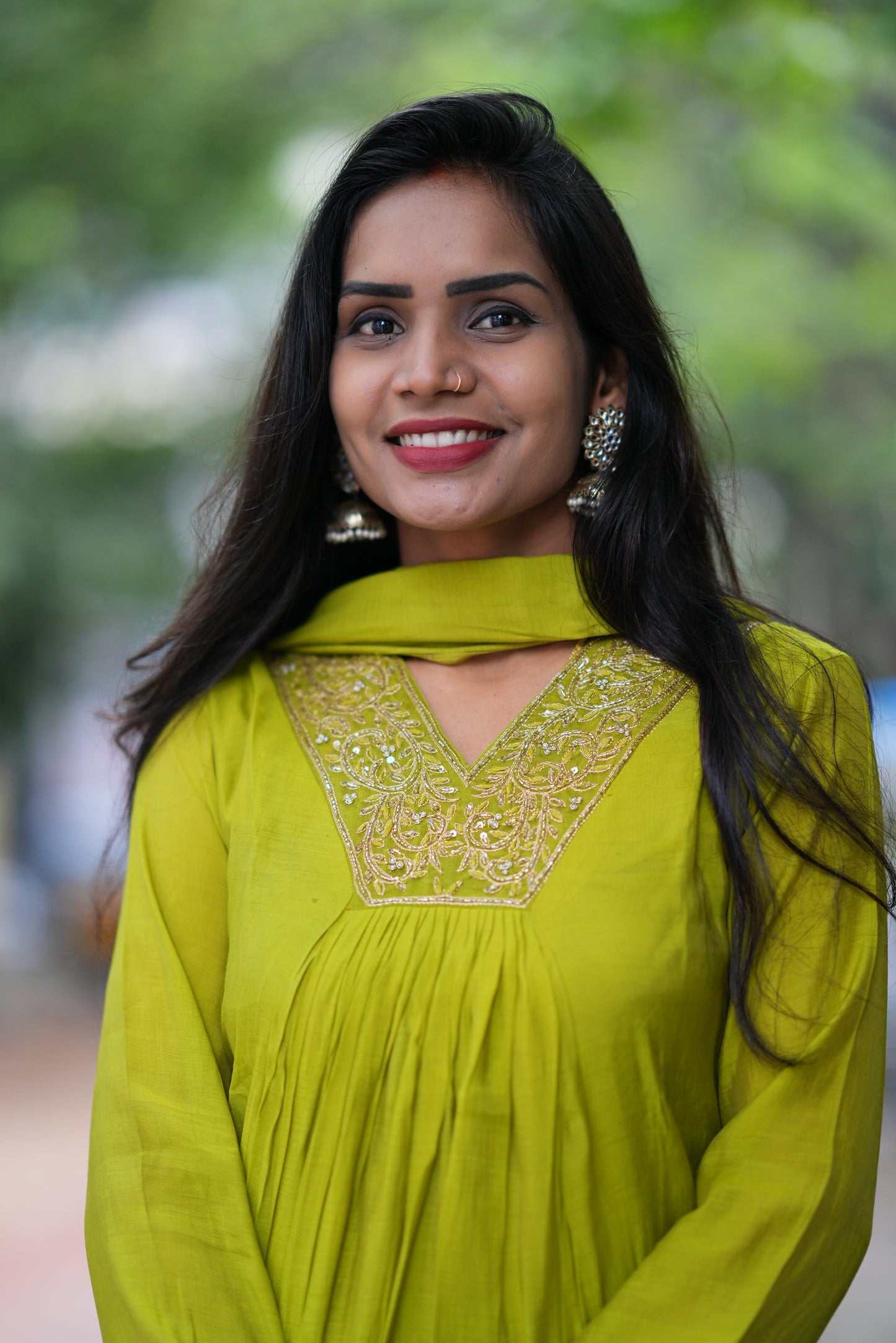 Lirill Color Mul Chandheri A Line 3 Piece Set