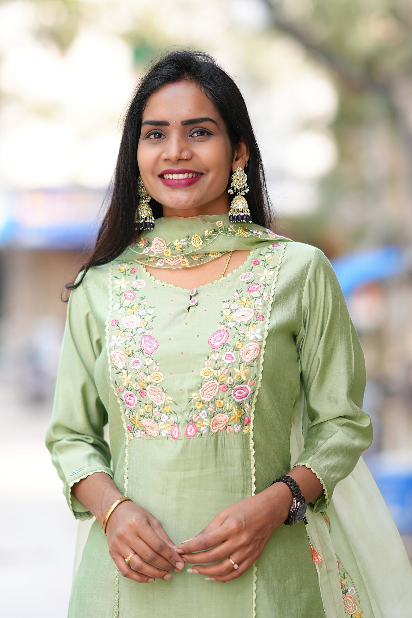 Green Color Festive Wear 3 Piece Set With Designer Dupatta in Viscose Fabric