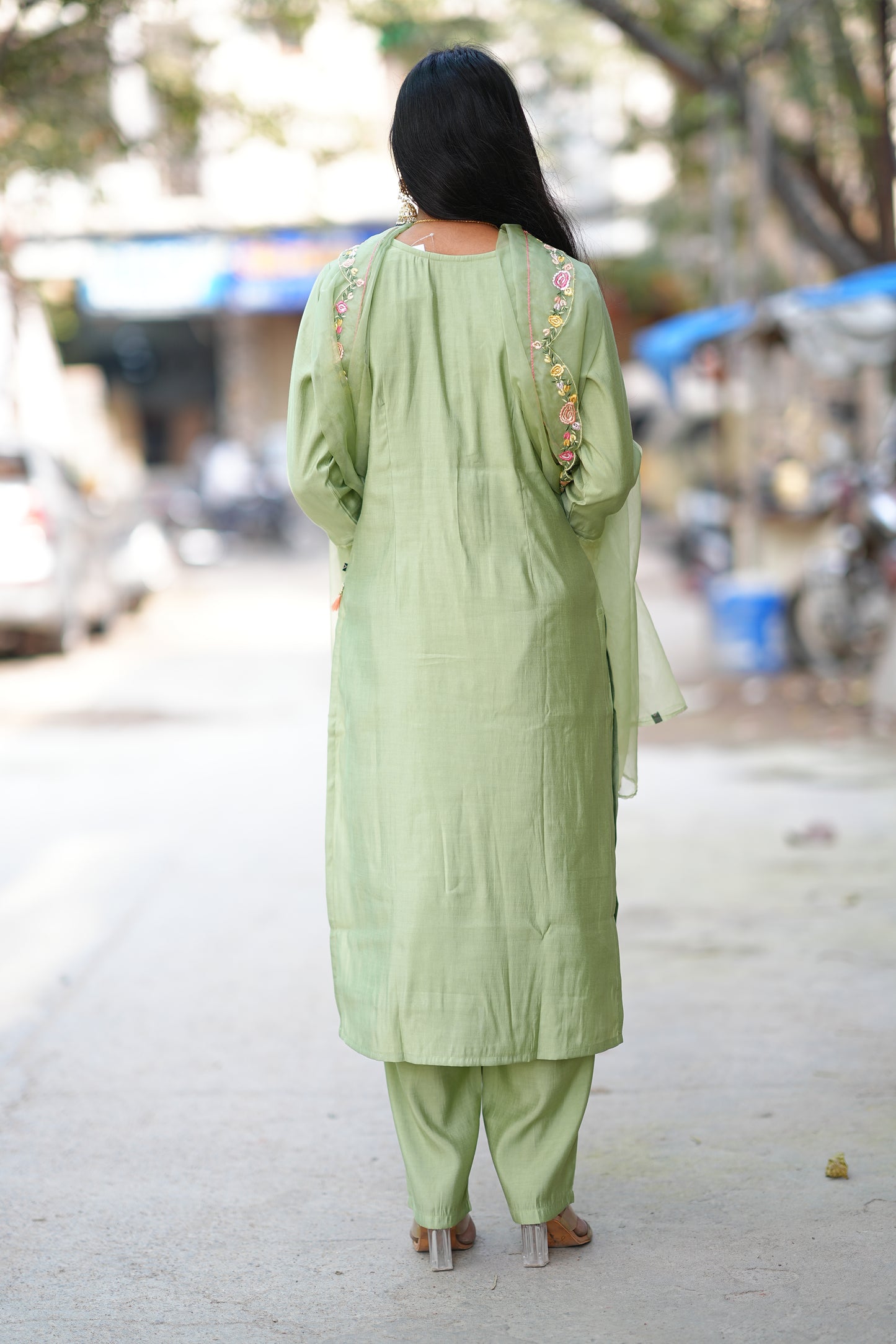 Green Color Festive Wear 3 Piece Set With Designer Dupatta in Viscose Fabric