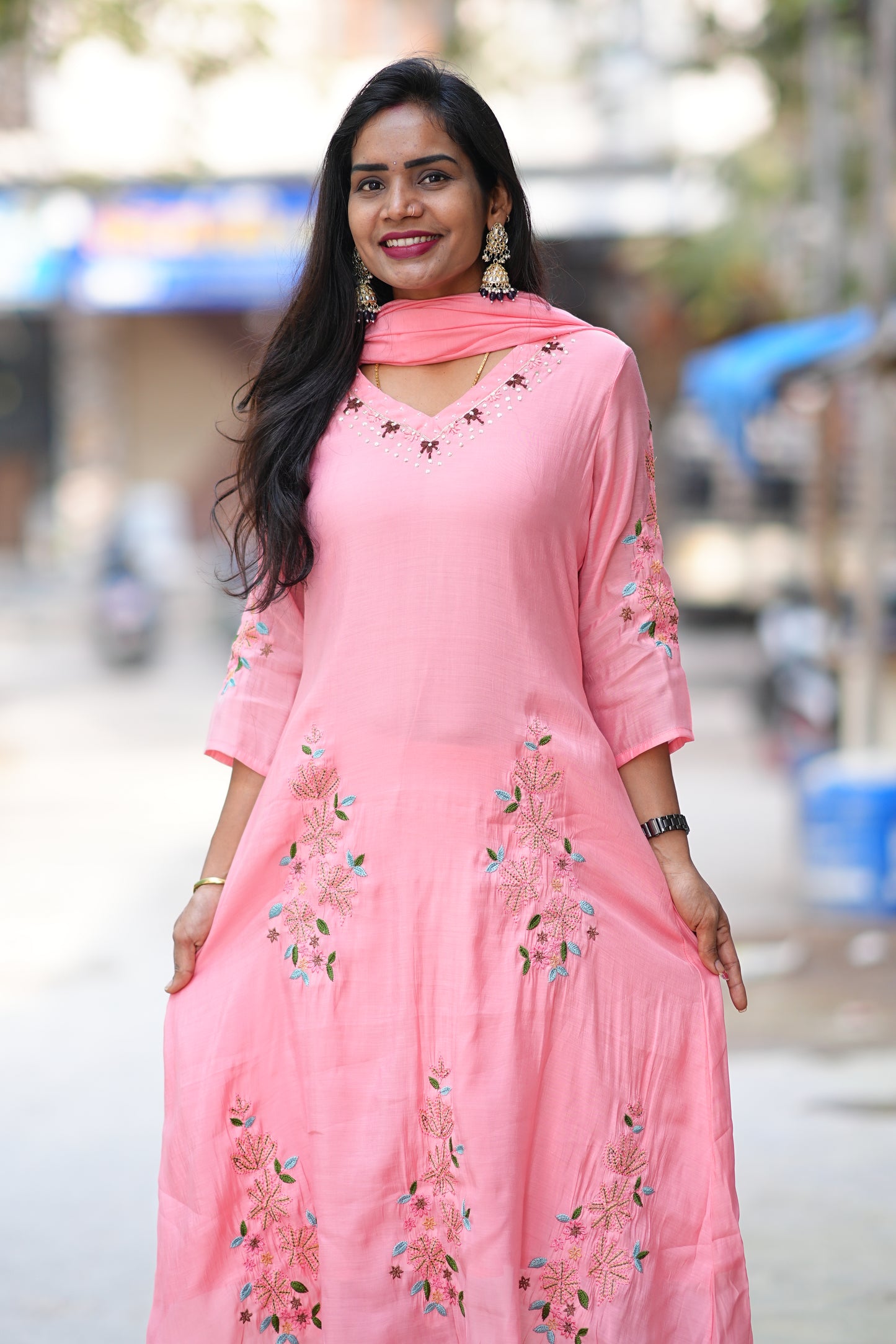 Pink Color Mul Chanderi 3 Festive Wear 3 Piece Set With Full Lining