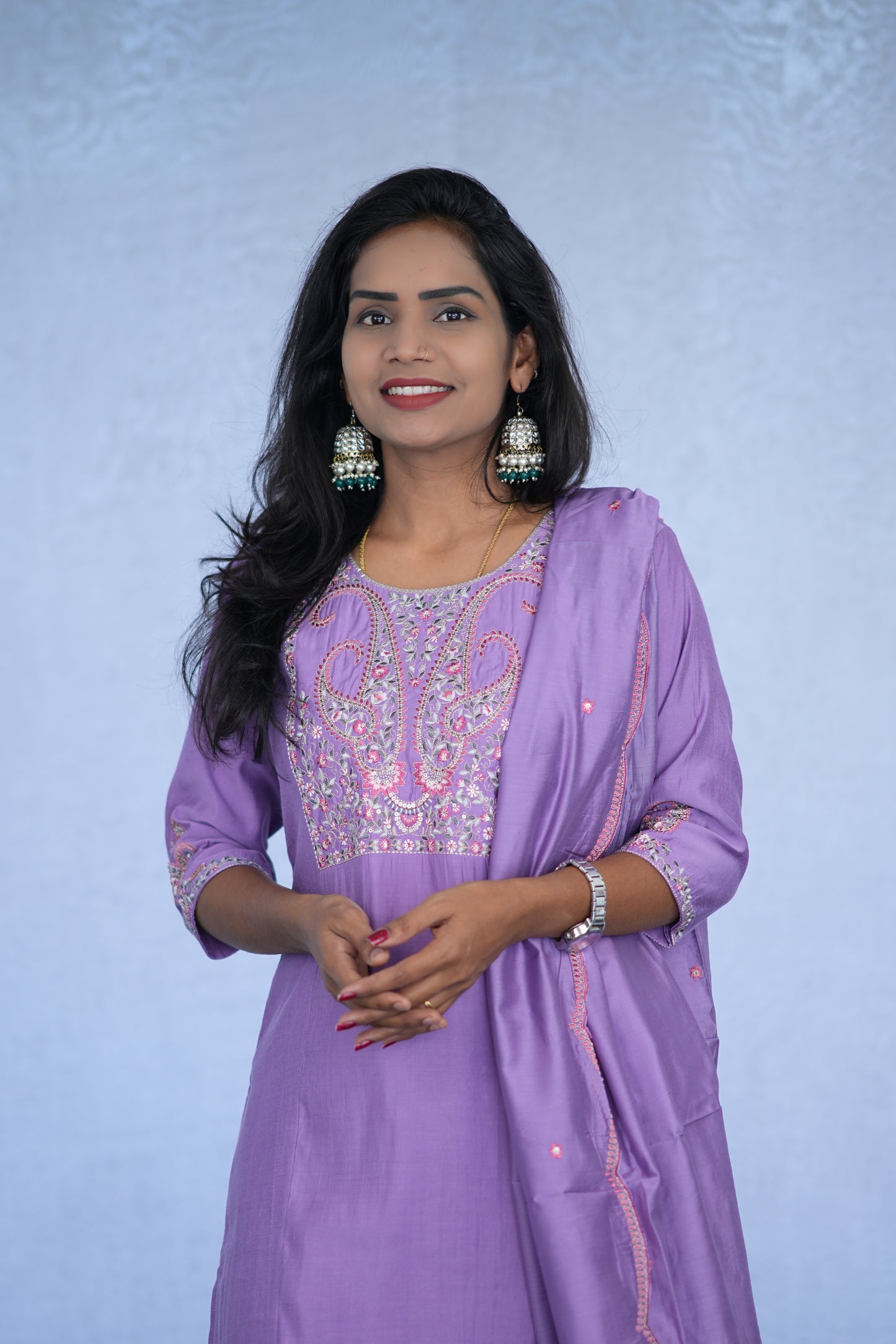 Purple Color Party Wear Viscose Fabric 3 Piece Set