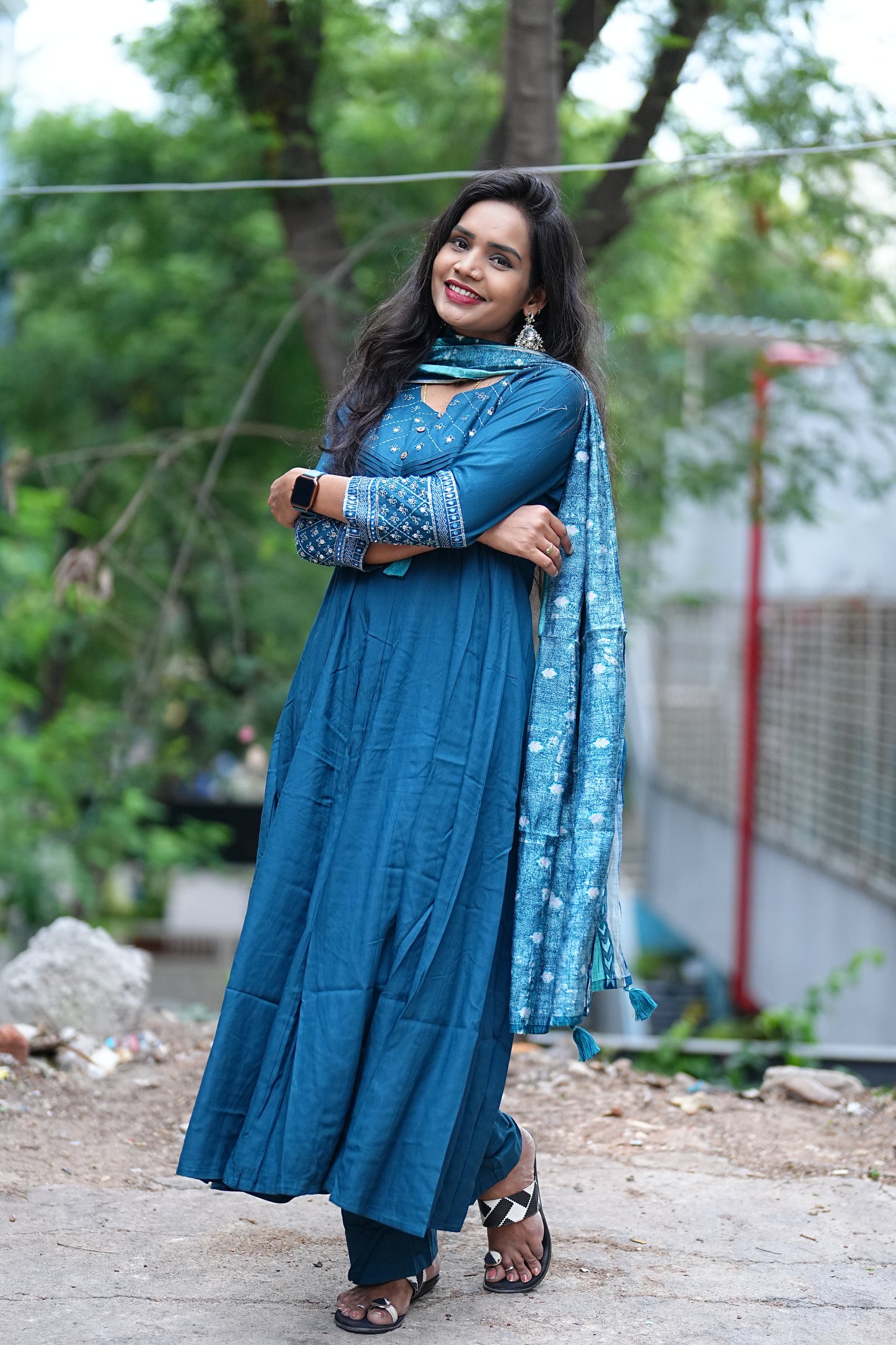 Jaipur Cotton Kali Pattern Anarkali 3 Piece Set