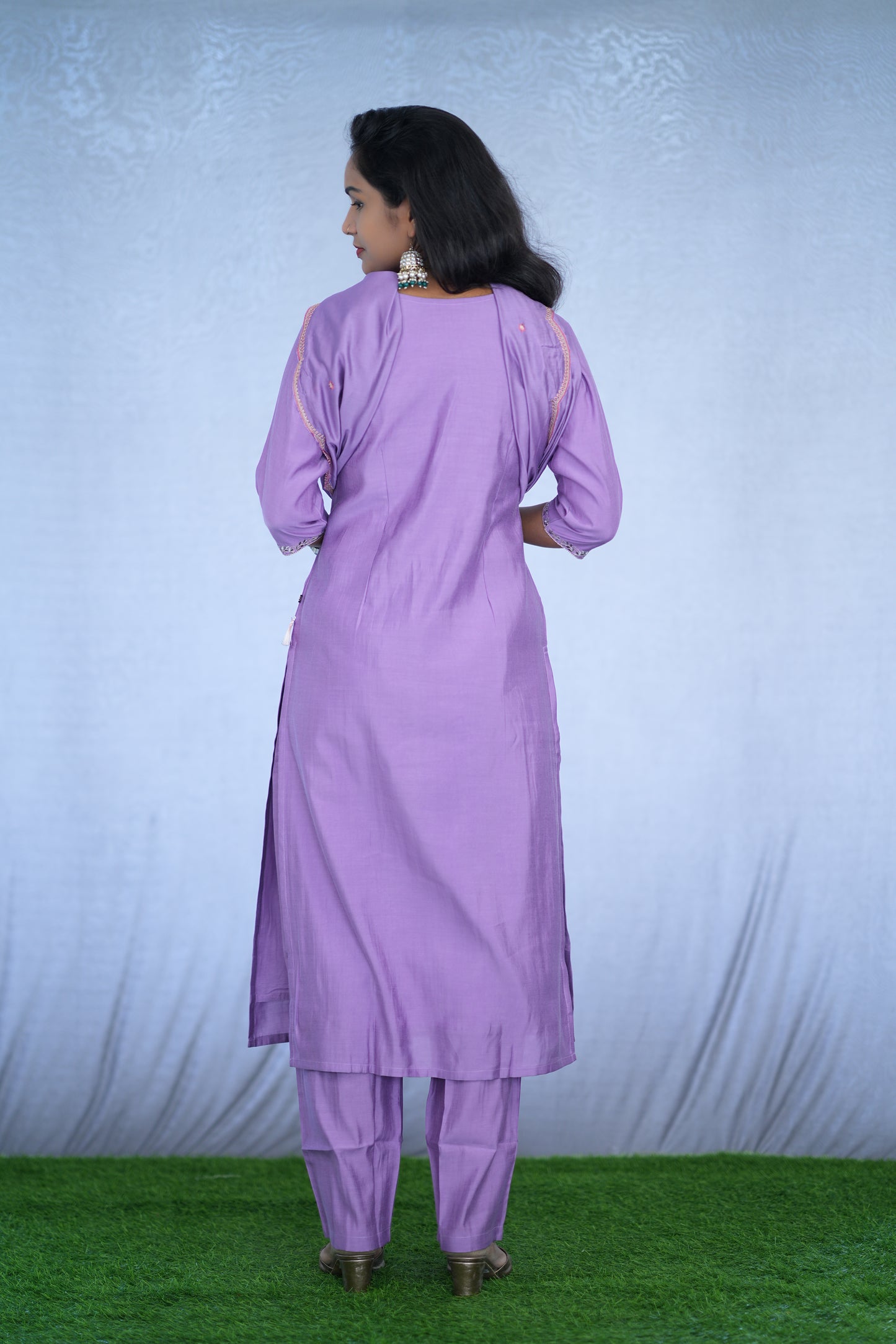 Purple Color Party Wear Viscose Fabric 3 Piece Set