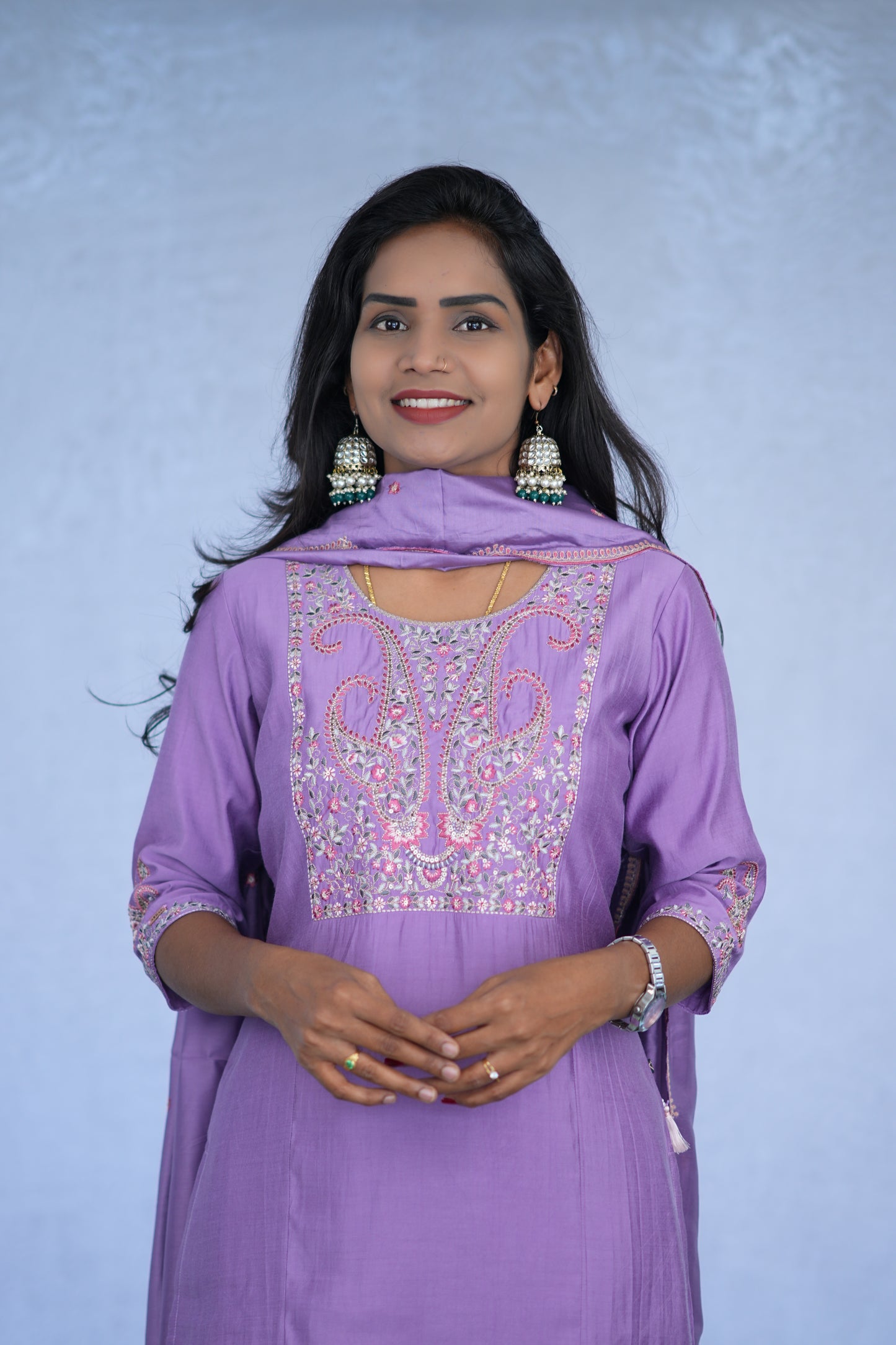 Purple Color Party Wear Viscose Fabric 3 Piece Set