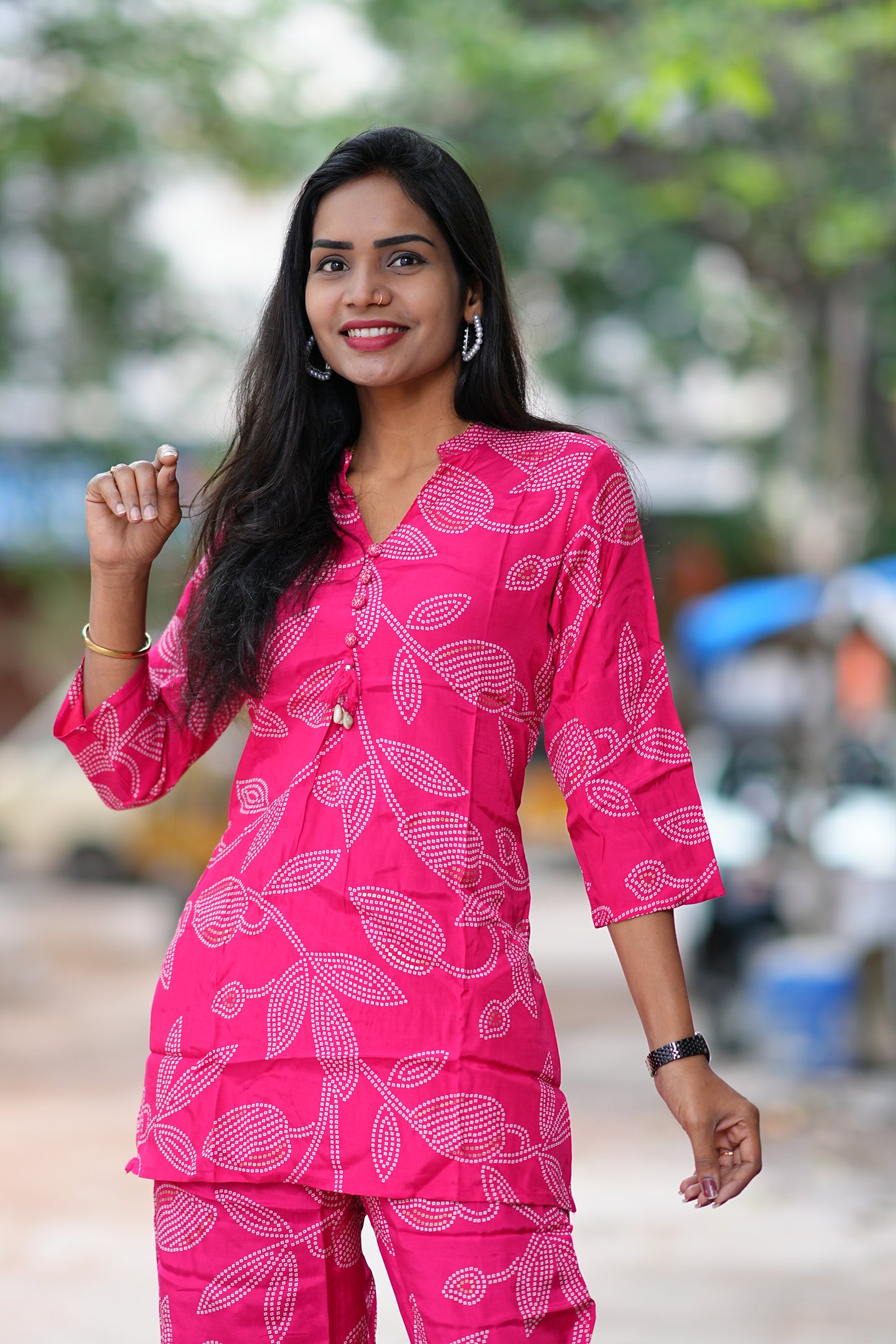 Pink Color Viscos Chinon Festive Wear Cordset