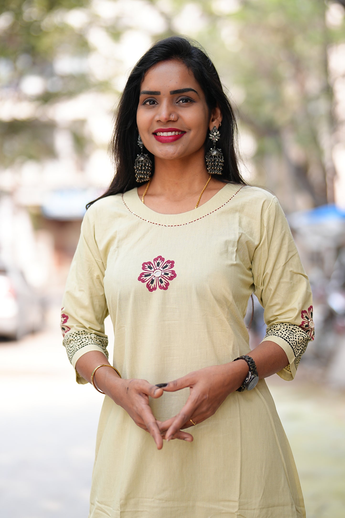 Beige Color Jaipur Cotton Cordset With Hand Block Print