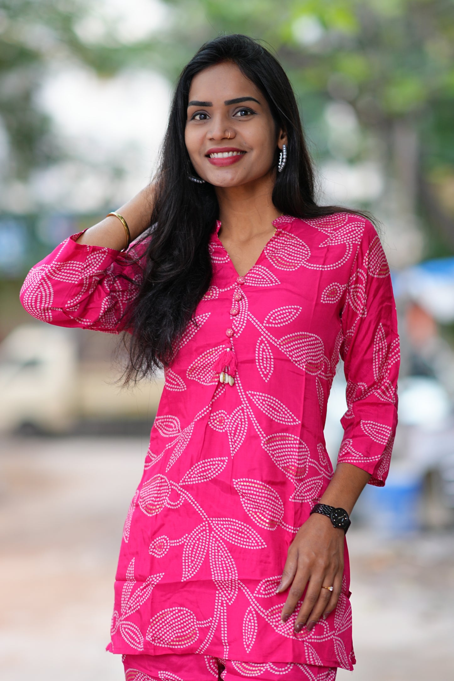 Pink Color Viscos Chinon Festive Wear Cordset