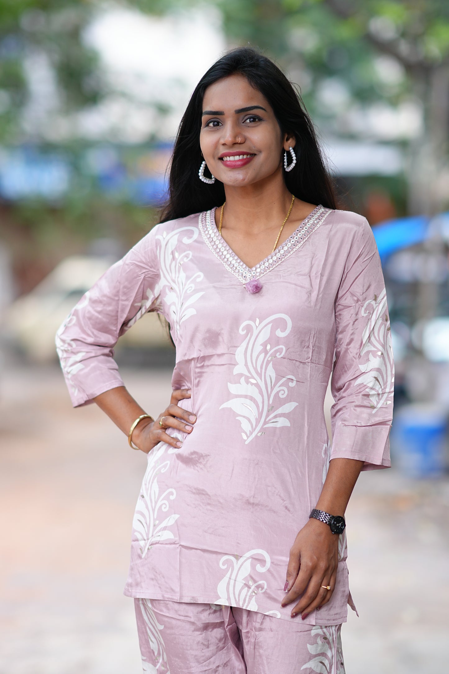 Dusty Pink Color Pure Muslin Designer Wear Cordset