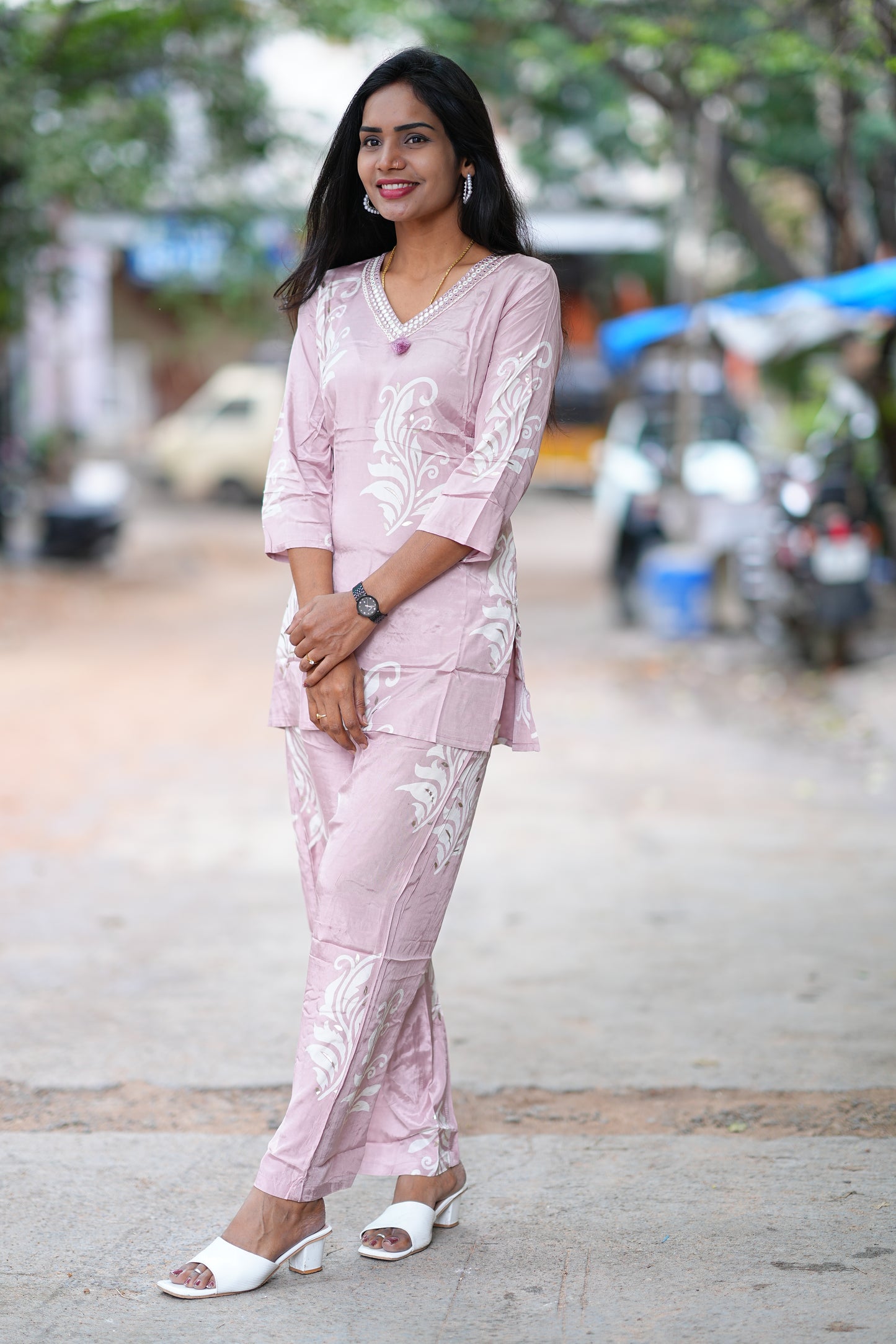 Dusty Pink Color Pure Muslin Designer Wear Cordset