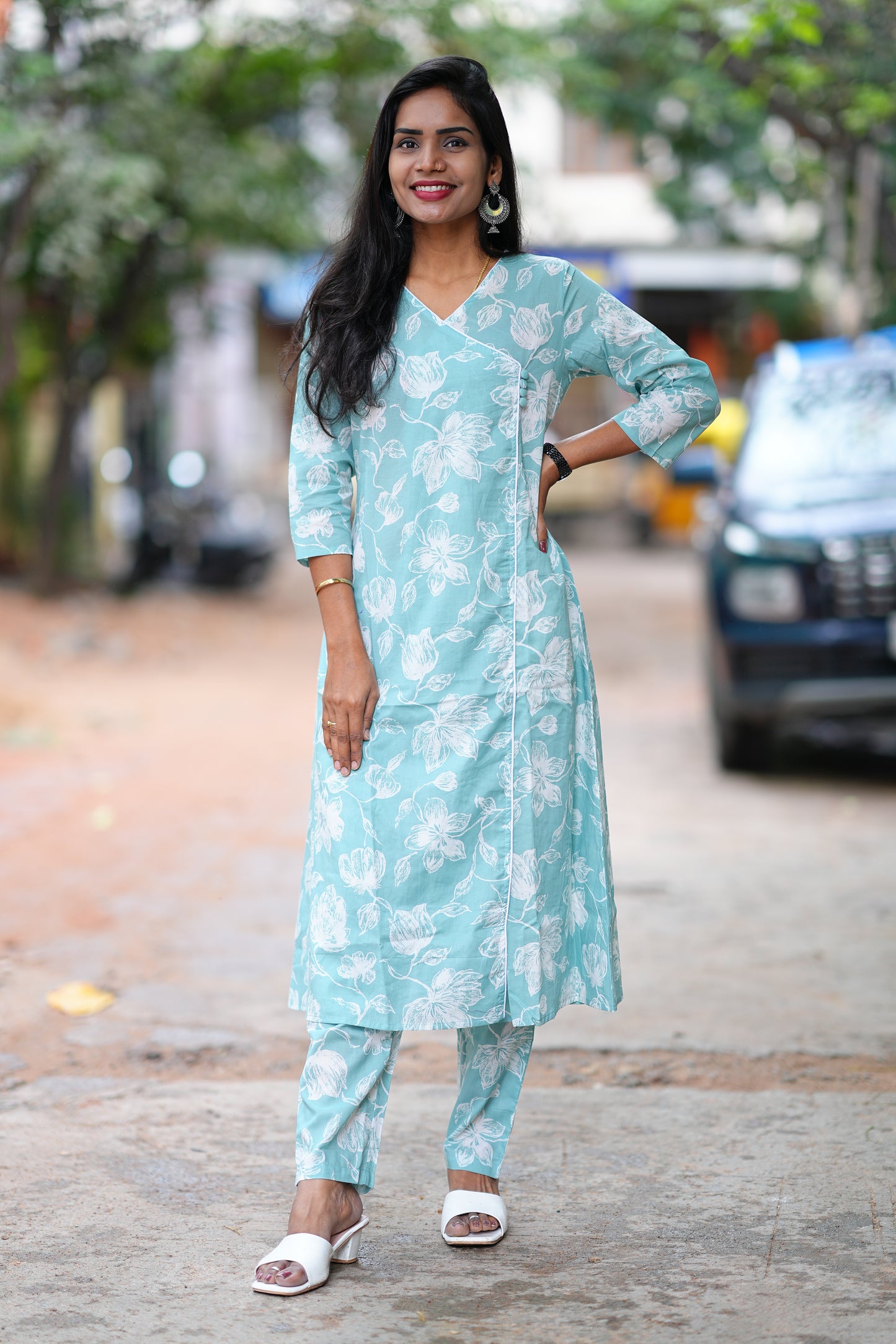 Light Green Jaipur Cotton Office Wear Cordset