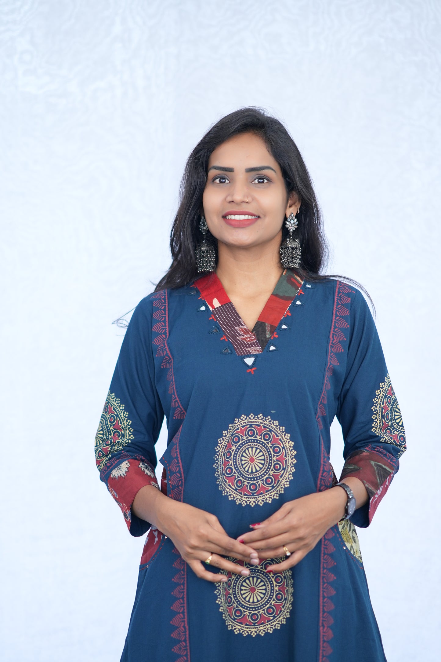 Blue Jaipur cotton Cord Set With Block Print With Palazzo Pants